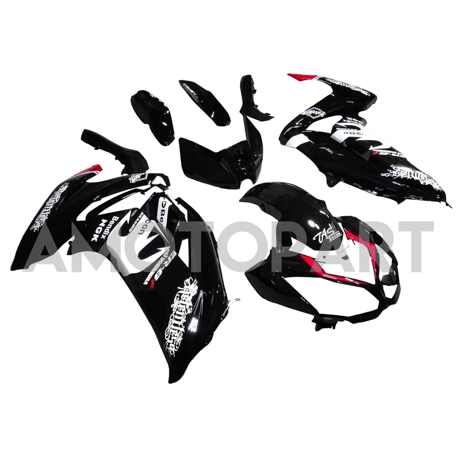 Amotopart 2012-2016 Kawasaki Ninja 650 Black White Fairing Kit