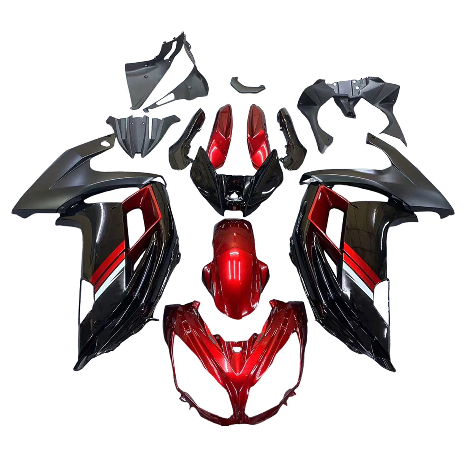 Amotopart 2012-2016 Kawasaki Ninja 650 ブラック レッド フェアリングキット