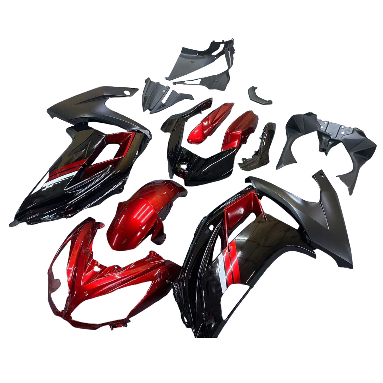 Amotopart 2012-2016 Kawasaki Ninja 650 Black Red Fairing Kit