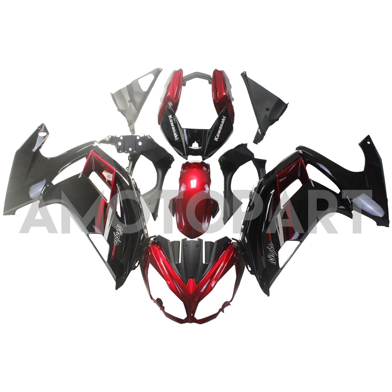 Amotopart 2012-2016 Kawasaki Ninjia 650 Red Black Fairing Kit