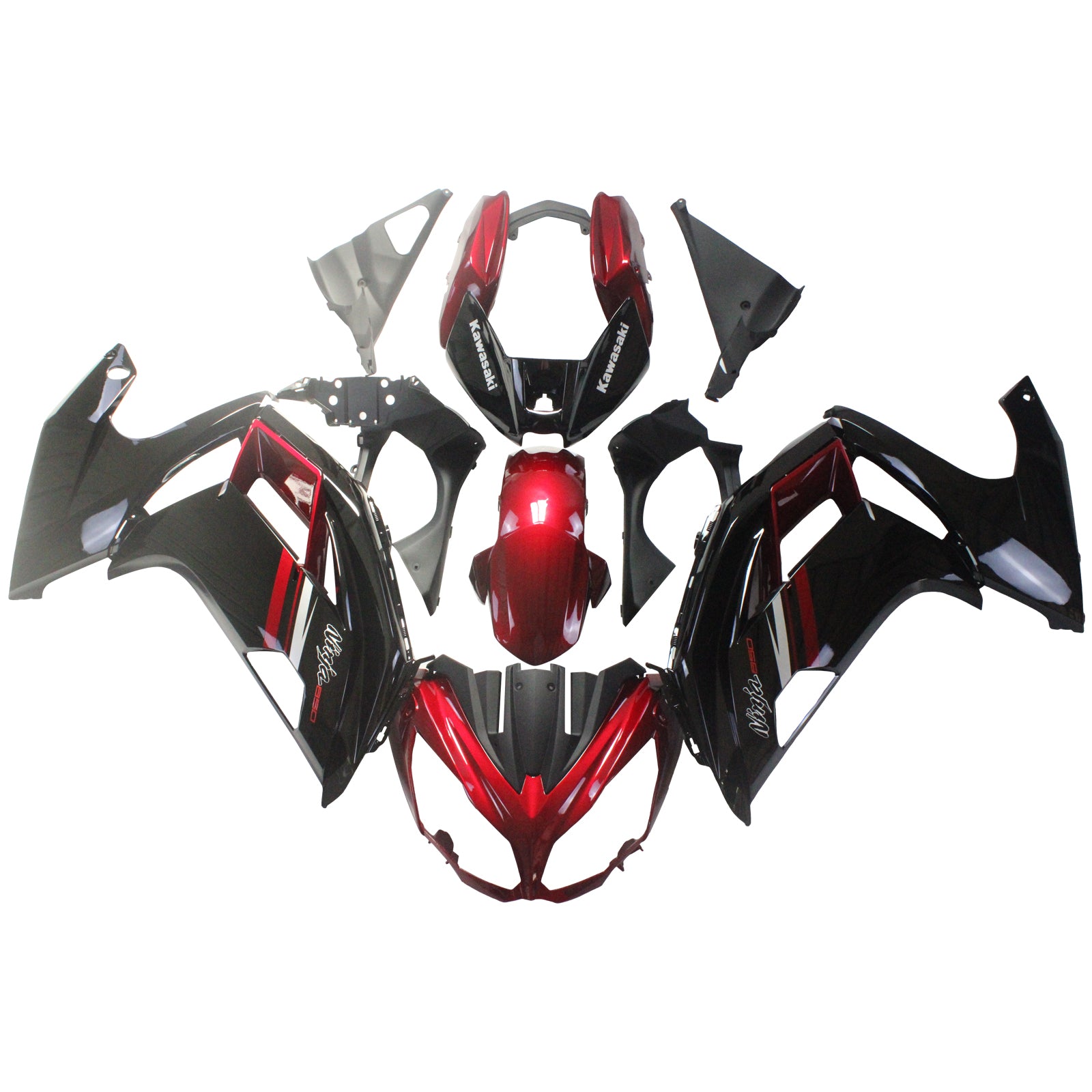 Amotopart 2012-2016 Kawasaki Ninjia 650 Red Black Fairing Kit