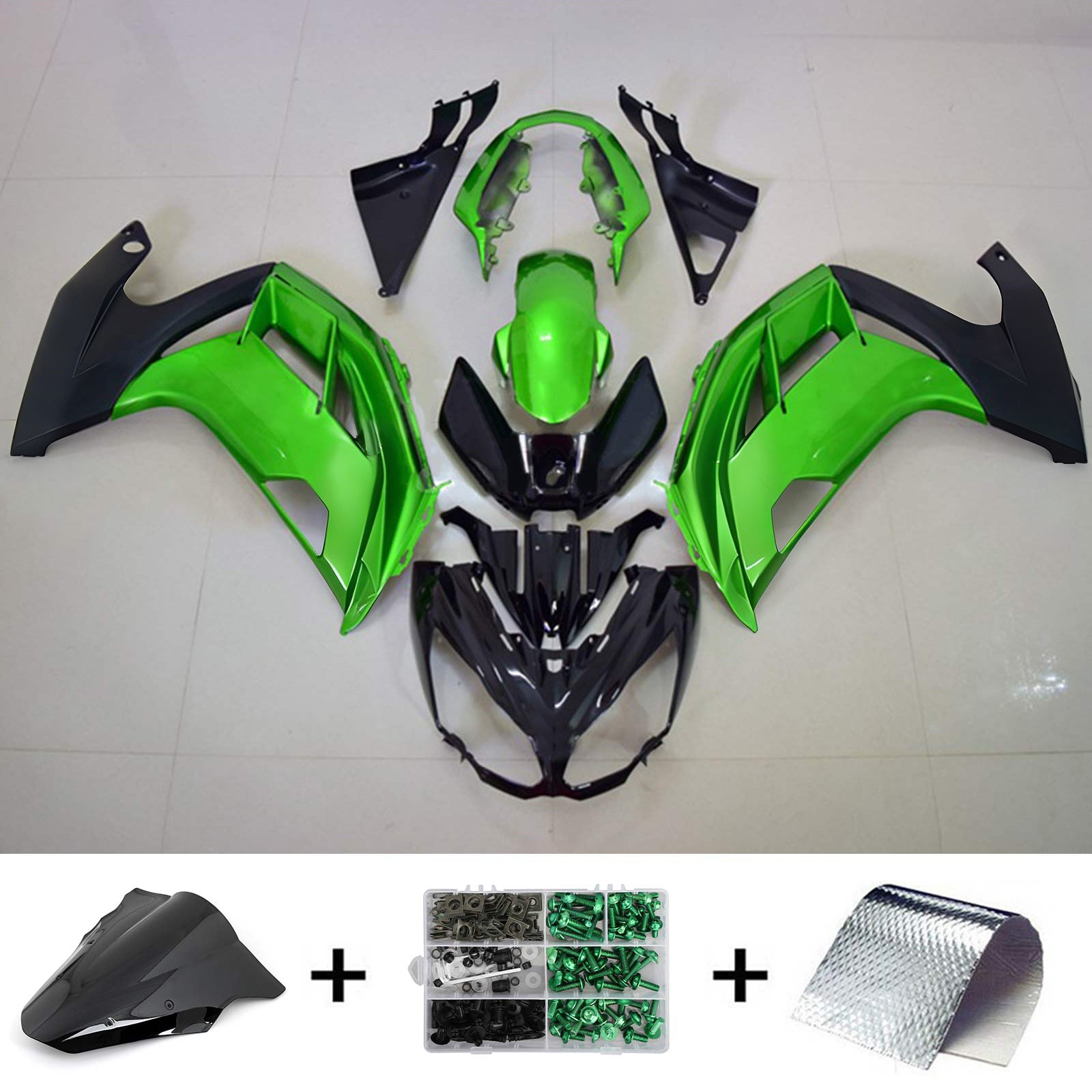 Kit carena Amotopart 2012-2016 Kawasaki Ninja 650 Green Style1