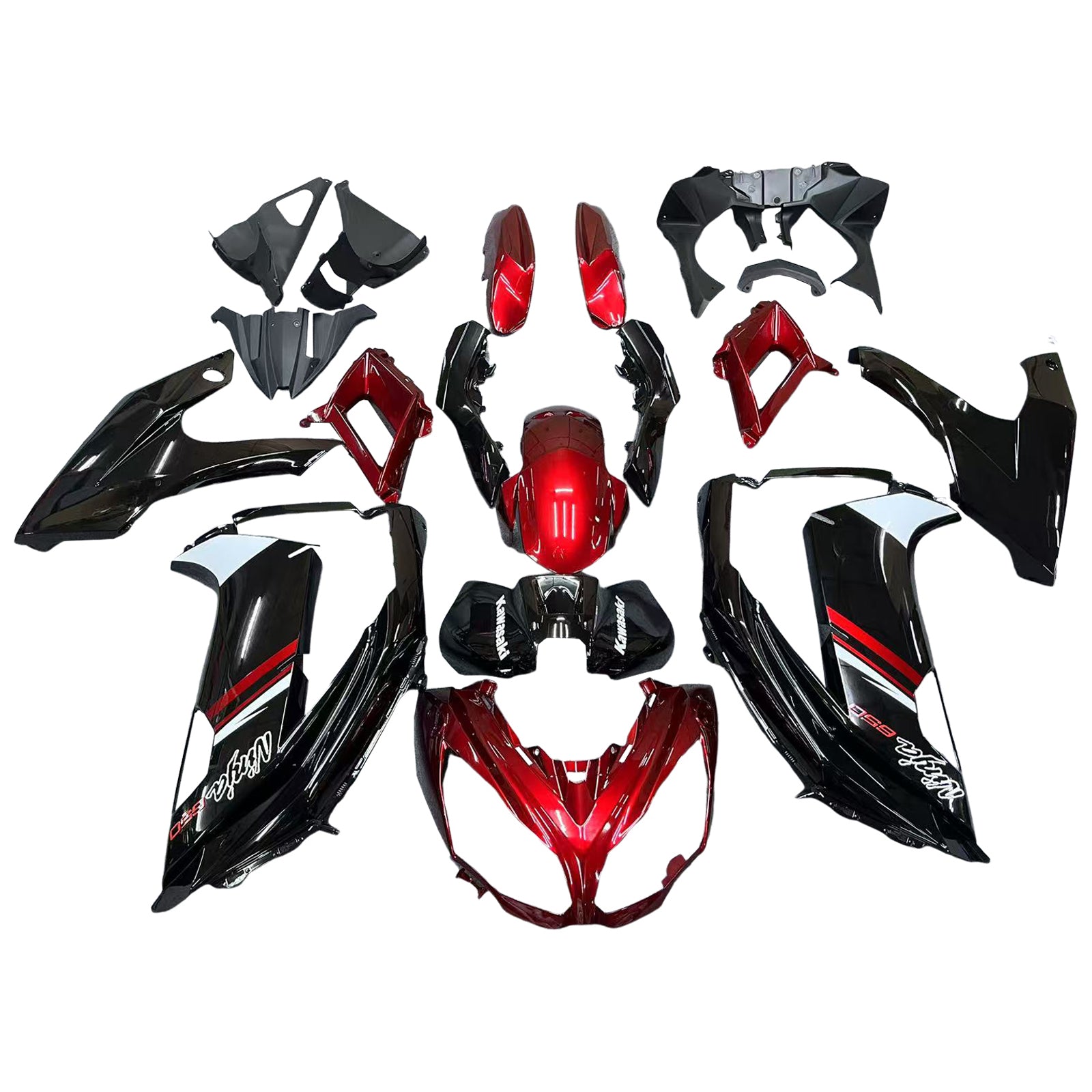 Amotopart 2012-2016 Kawasaki Ninja 650 Bright Red Black Fairing Kit