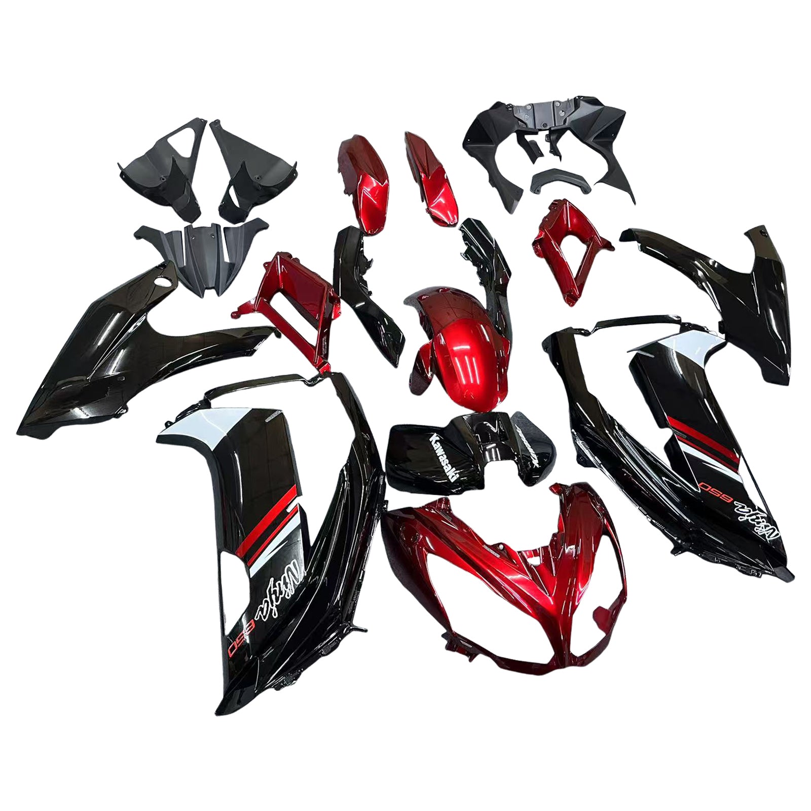 Amotopart 2012-2016 Kawasaki Ninja 650 Bright Red Black Fairing Kit