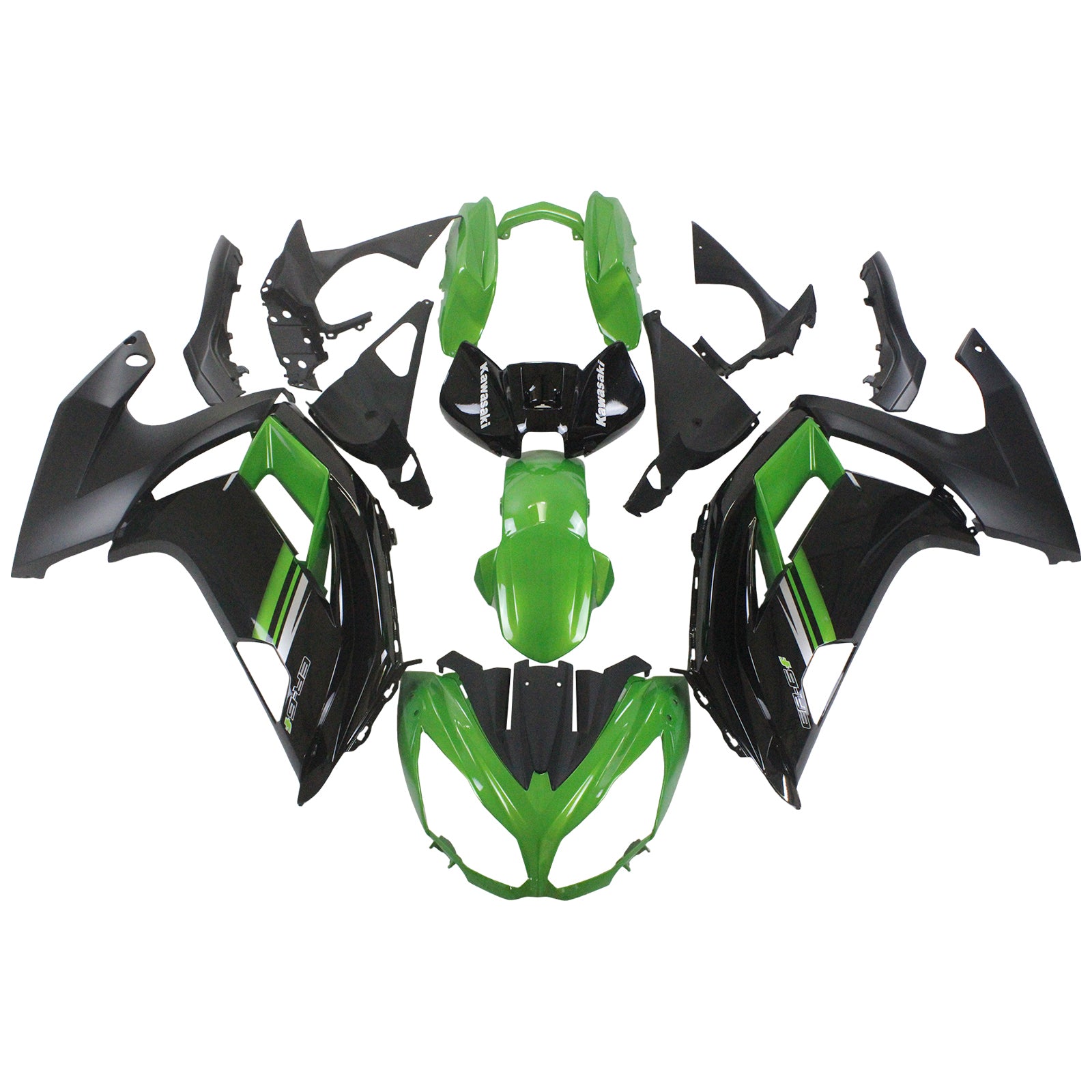 Amotopart 2012-2016 Kawasaki Ninja 650 Black Bright Green Fairing Kit