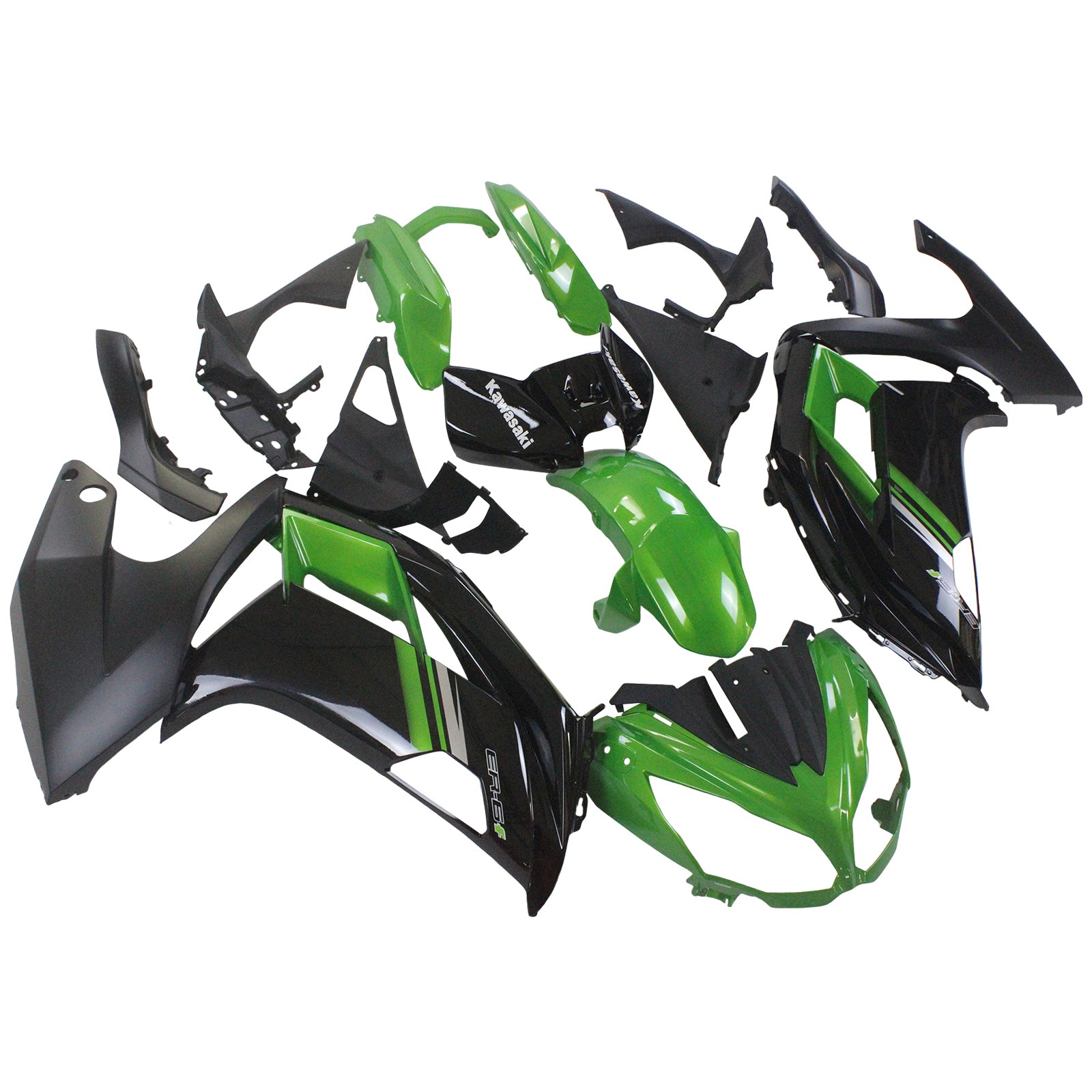 Amotopart 2012-2016 Kawasaki Ninja 650 Black Bright Green Fairing Kit