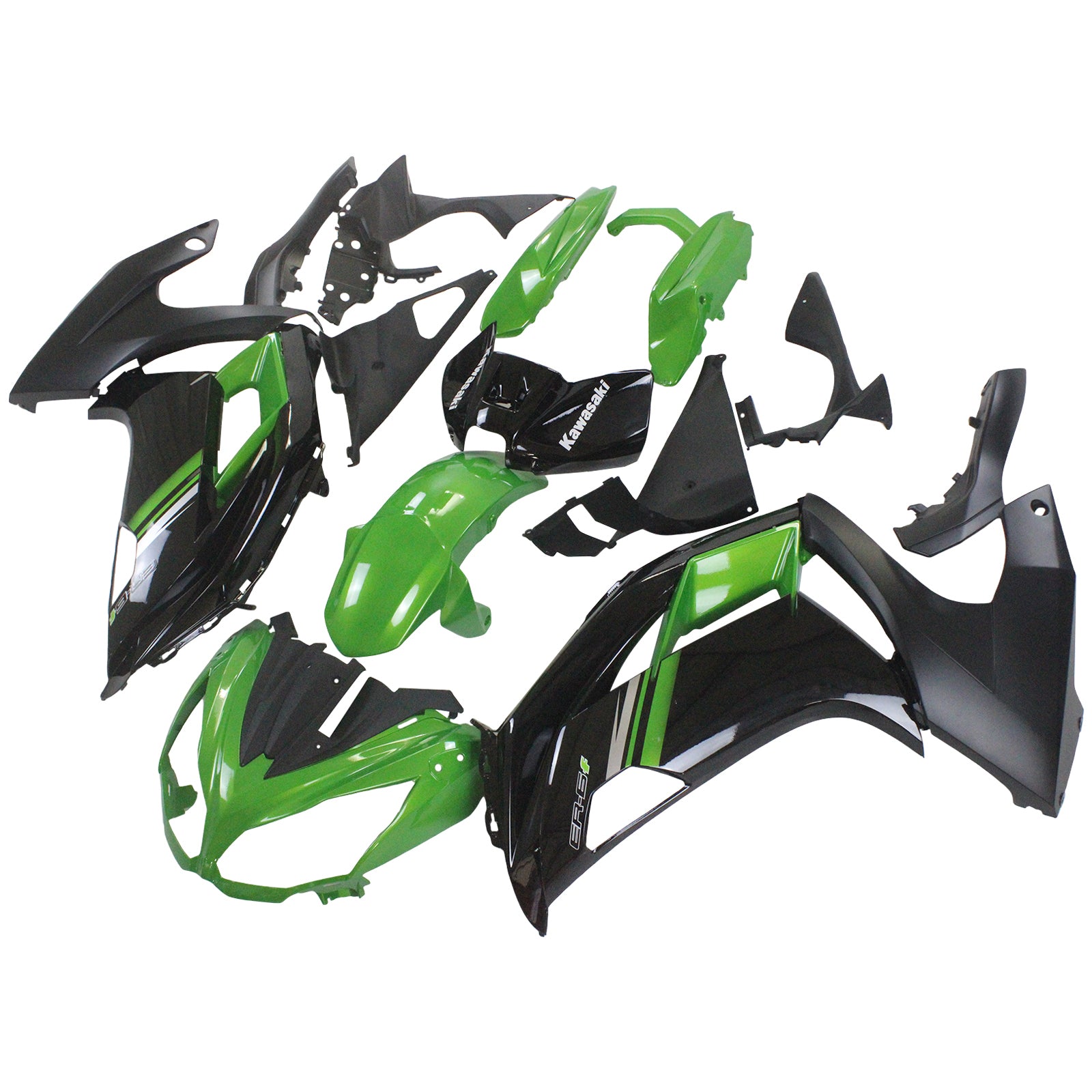 Amotopart 2012-2016 Kawasaki Ninja 650 Black Bright Green Fairing Kit