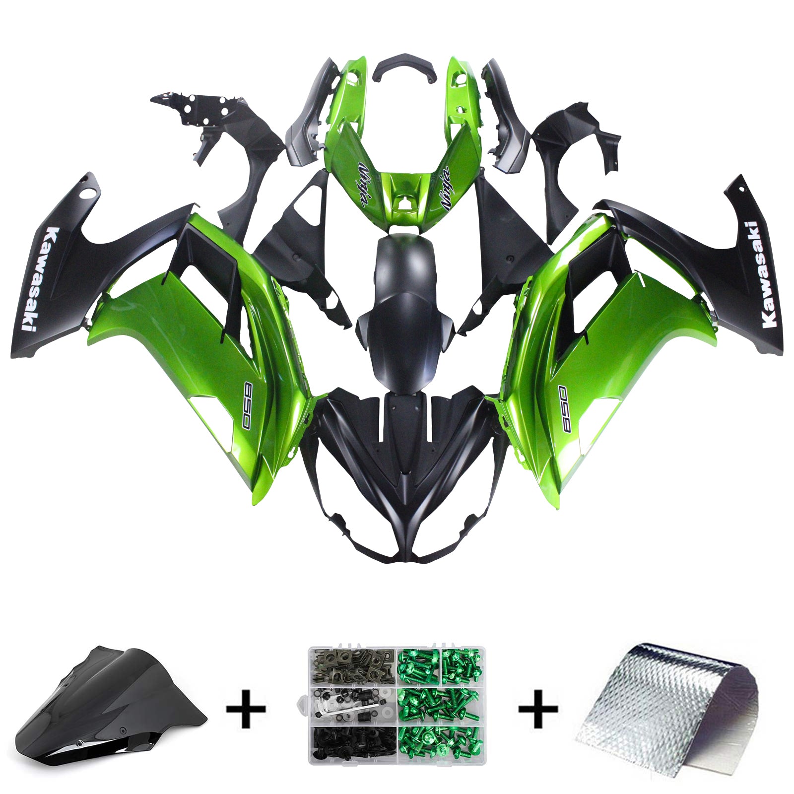 Amotopart Kit de carénage Kawasaki Ninja 650 vert Style3 2012-2016