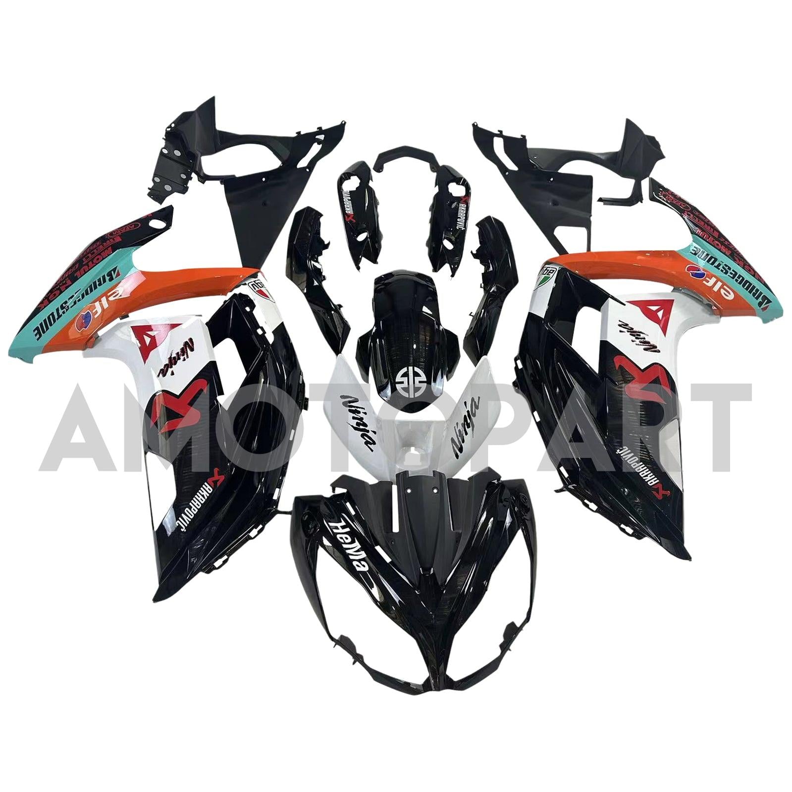 Amotopart 2012-2016 Kawasaki Ninja 650 Black White Orange Fairing Kit