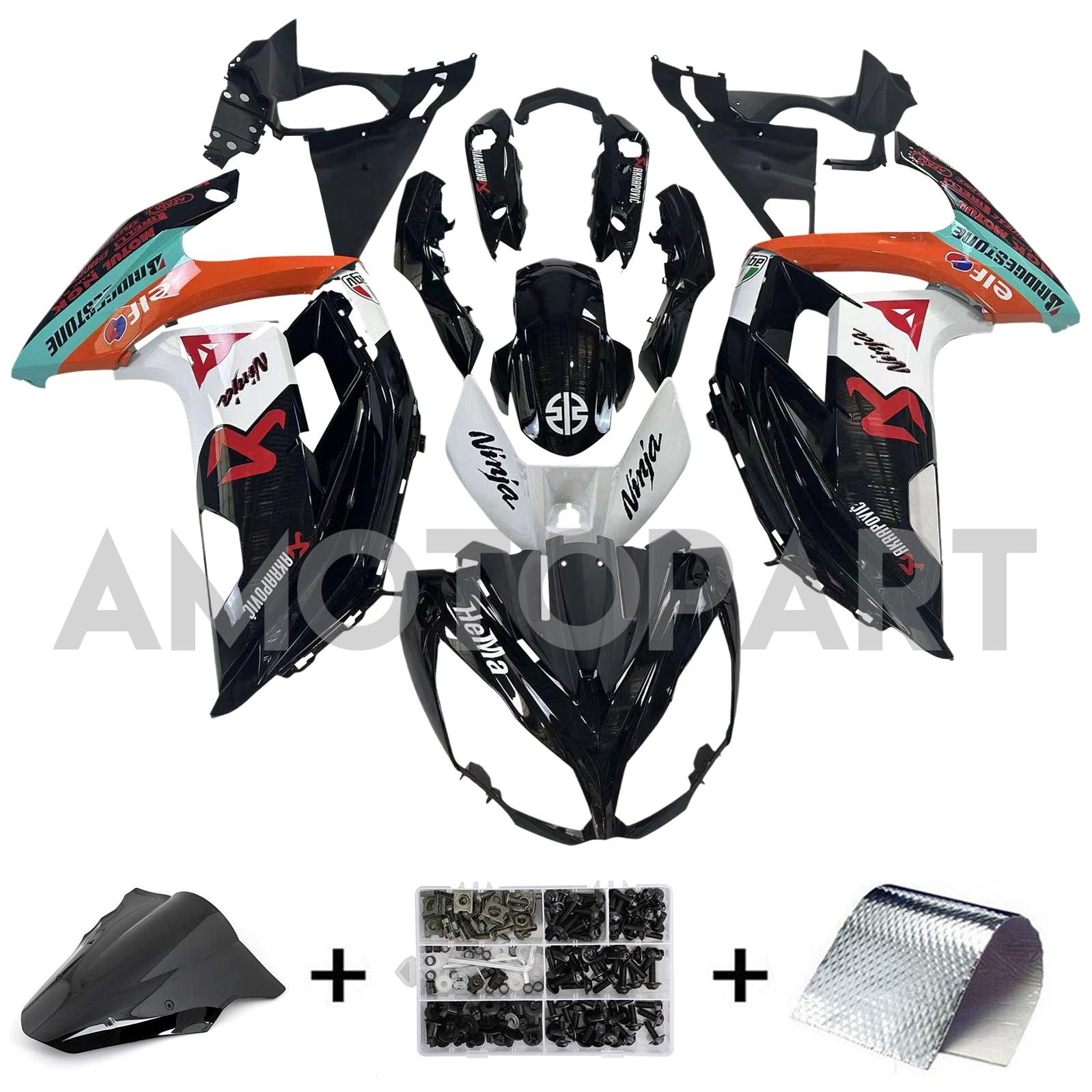 Amotopart 2012-2016 Kawasaki Ninja 650 Black White Orange Fairing Kit