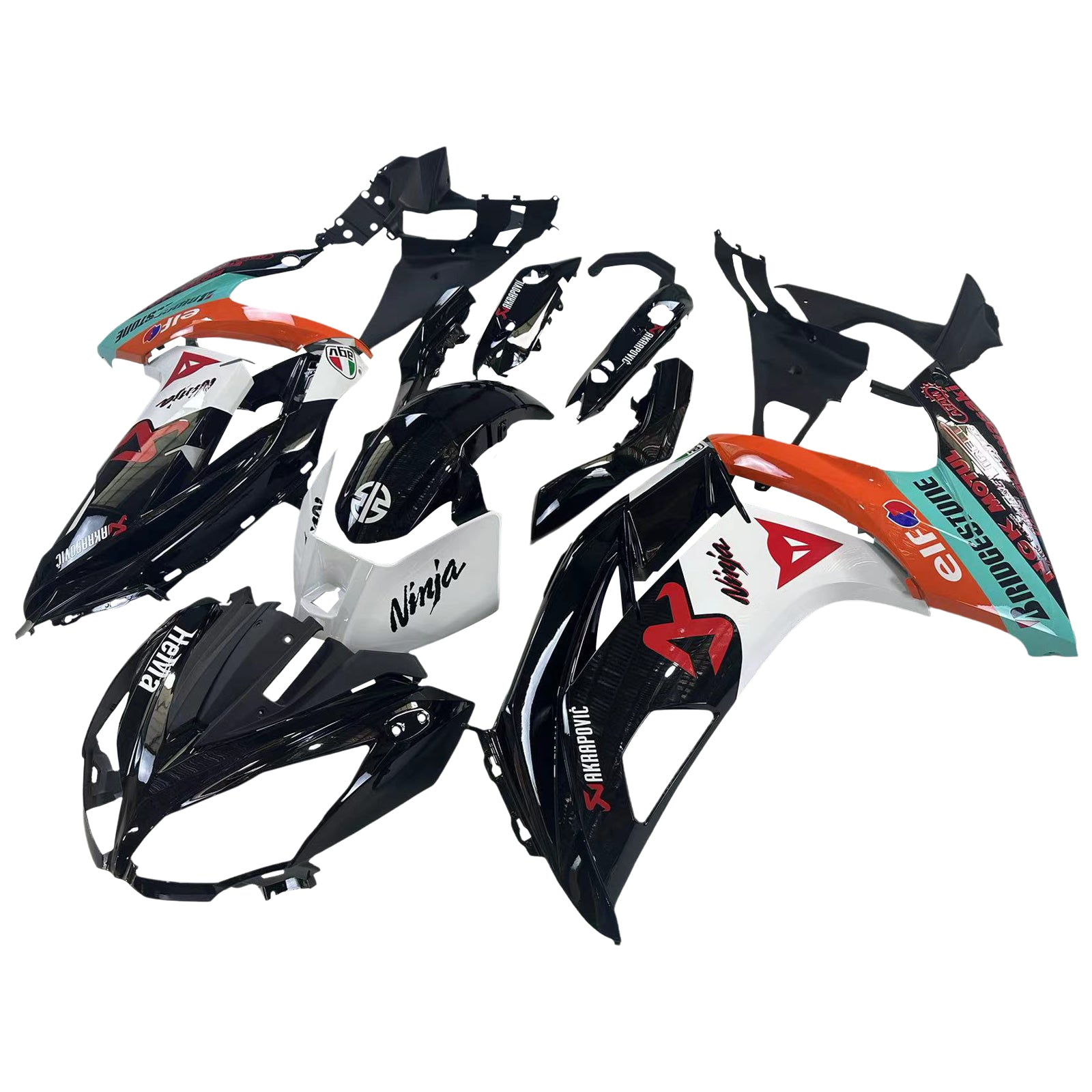 Amotopart 2012-2016 Kawasaki Ninja 650 Black White Orange Fairing Kit