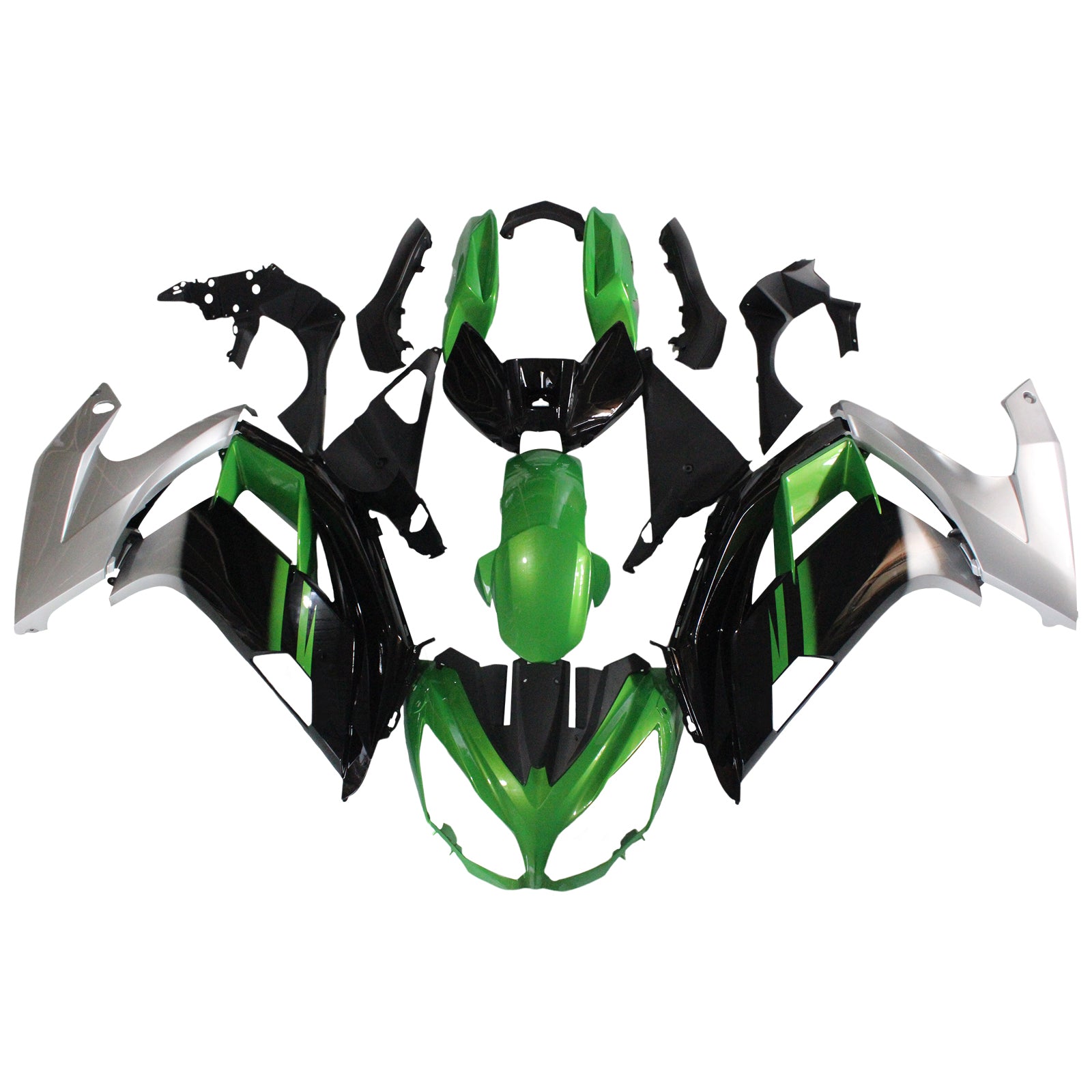 Amotopart 2012-2016 Kawasaki Ninja 650 Green Black Sliver Fairing Kit