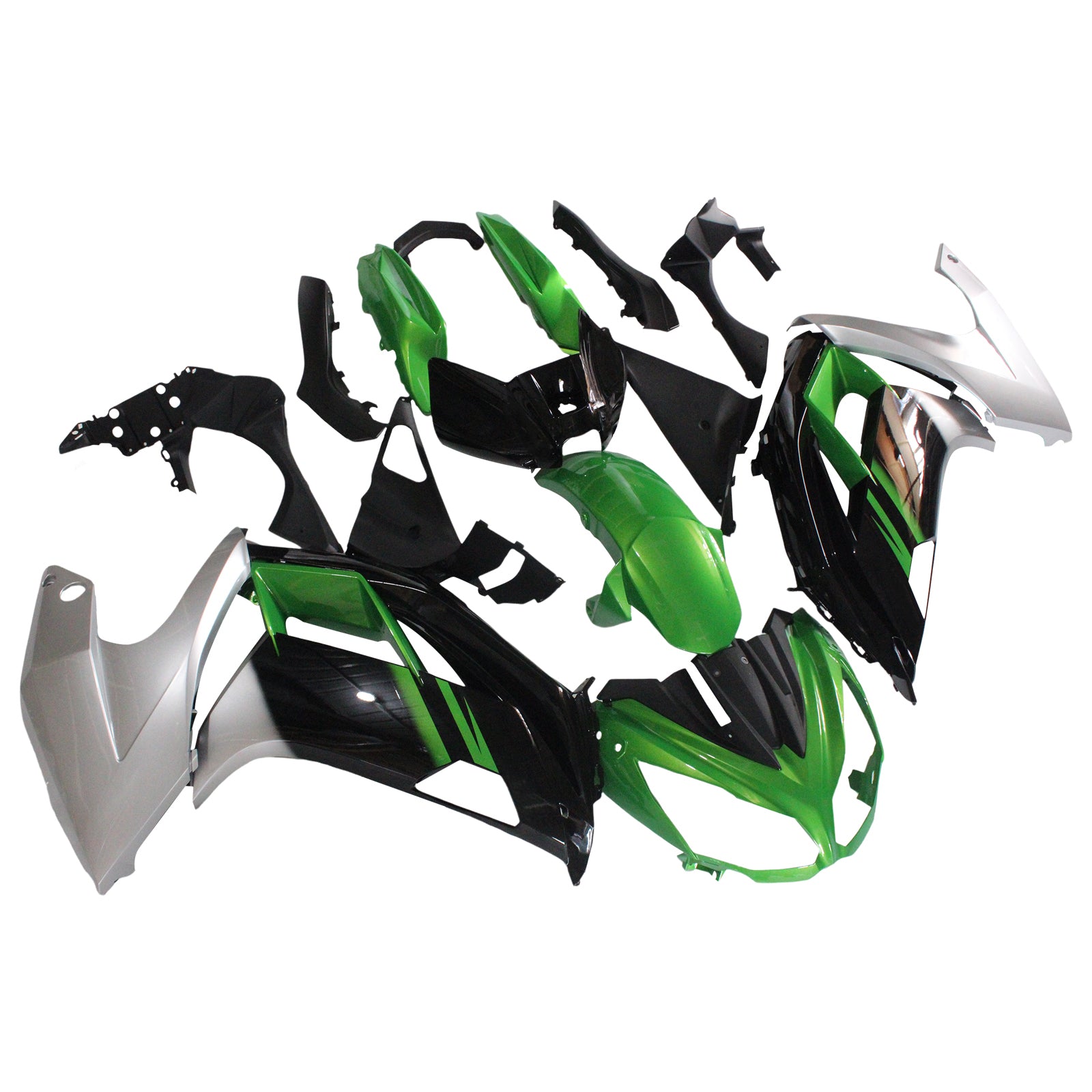 Amotopart 2012-2016 Kawasaki Ninja 650 Green Black Sliver Fairing Kit
