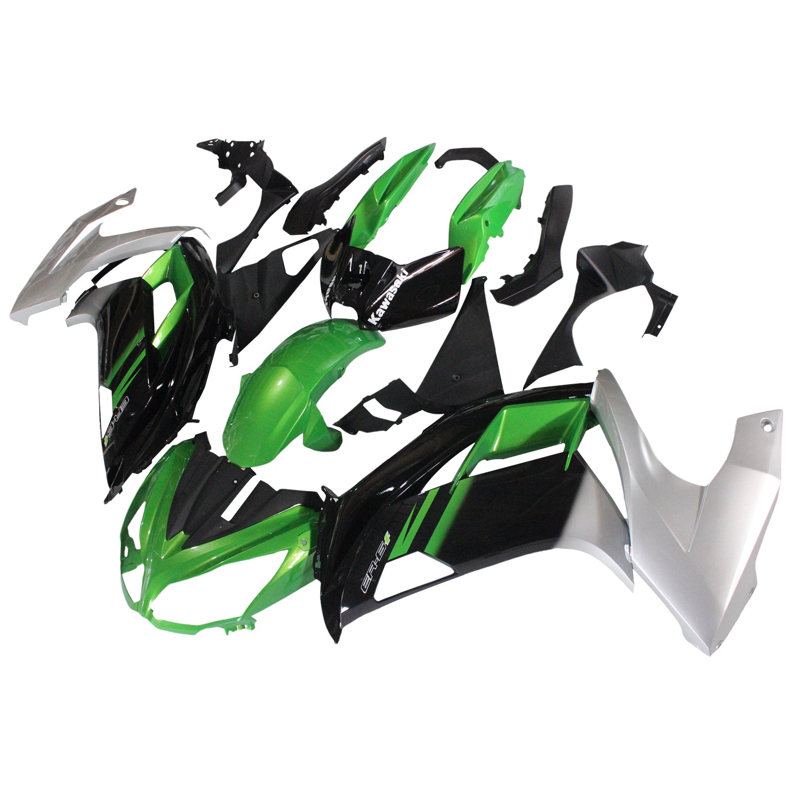 Amotopart 2012-2016 Kawasaki Ninja 650 Green Black Sliver Fairing Kit