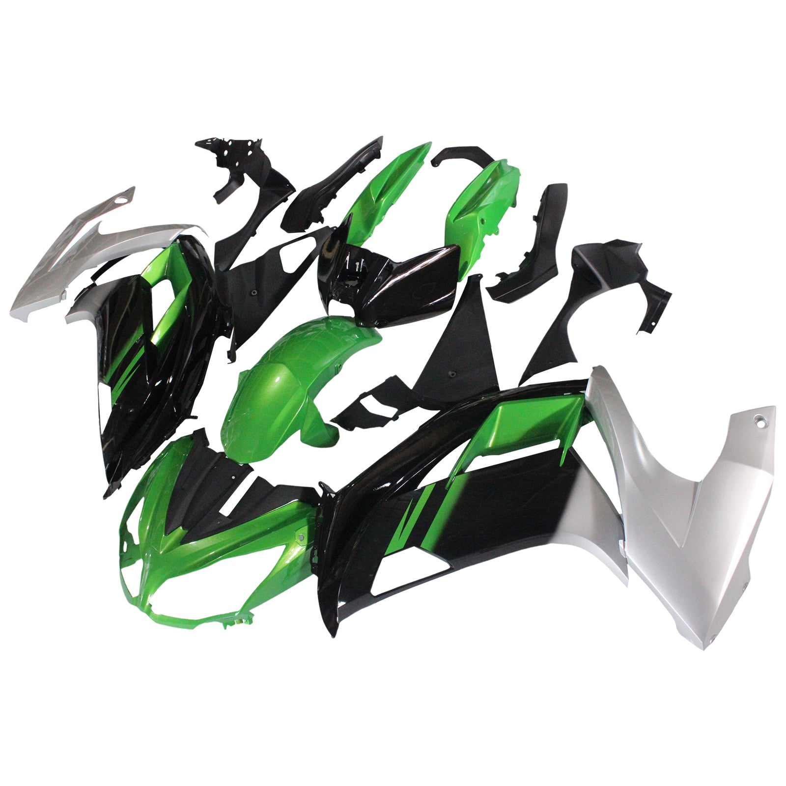 Amotopart 2012-2016 Kawasaki Ninja 650 Green Black Sliver Fairing Kit