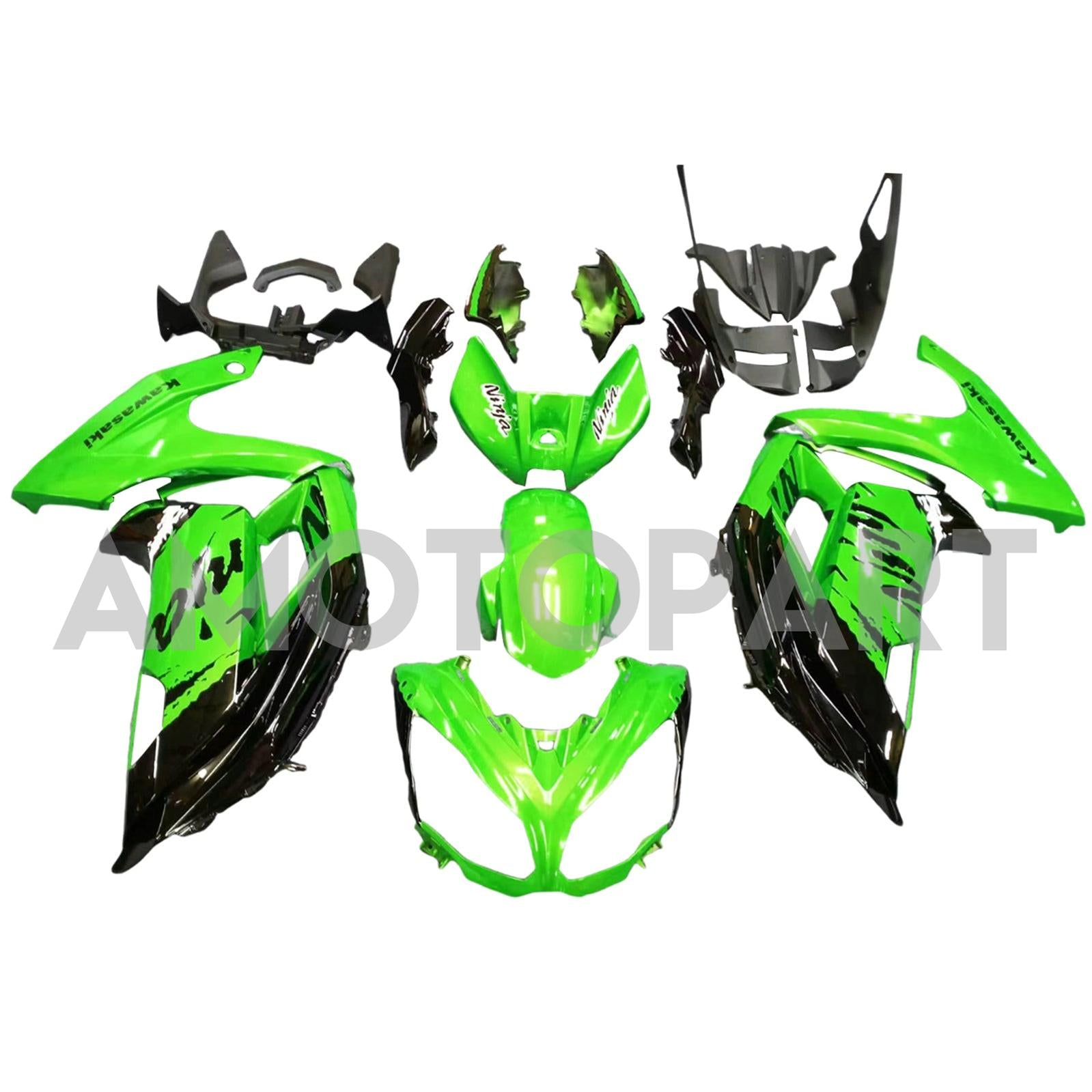 Amotopart 2012-2016 Kawasaki ER6F/Ninja650 Green&Black Fairing Kit