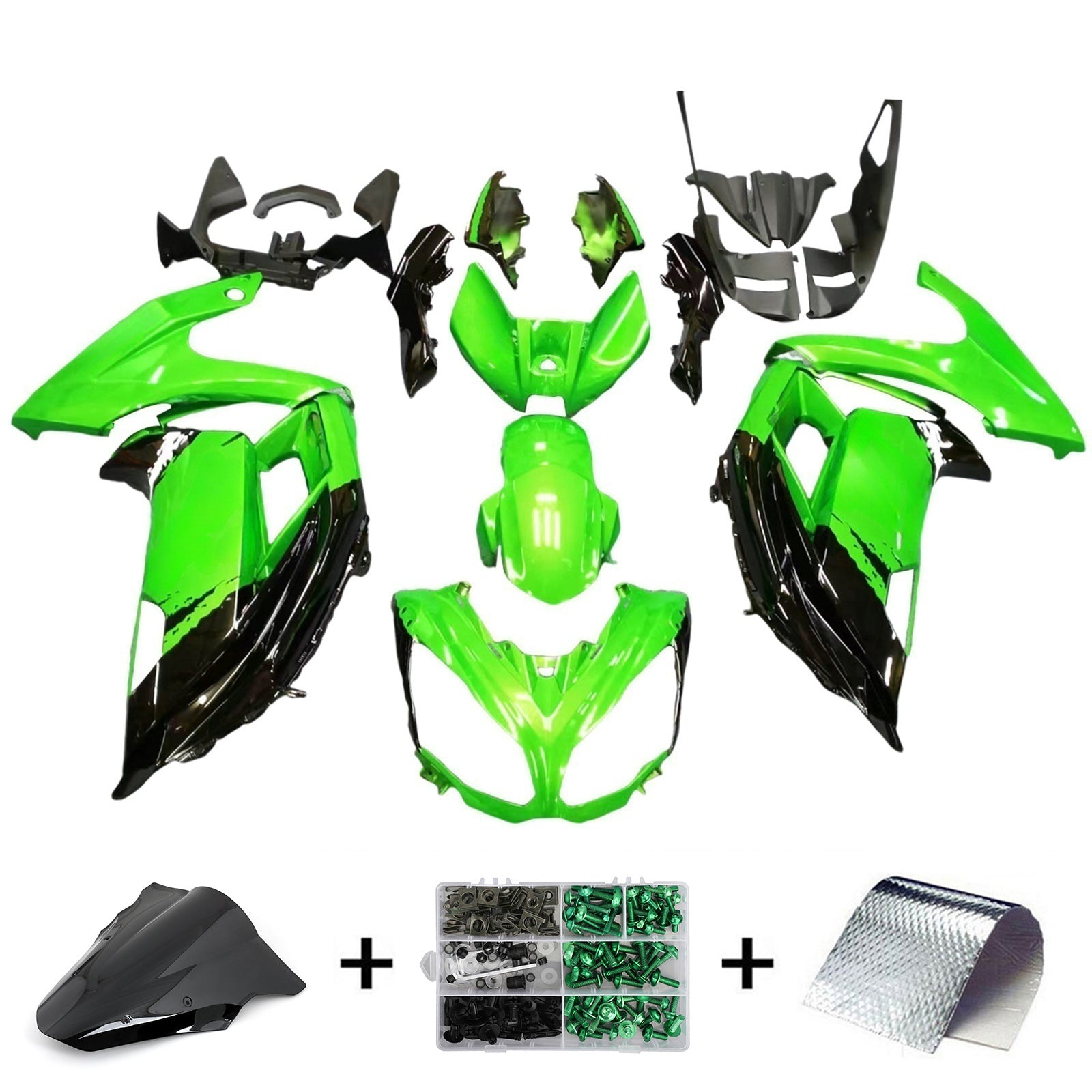 Amotopart 2012-2016 Kawasaki ER6F/Ninja650 Green&Black Fairing Kit