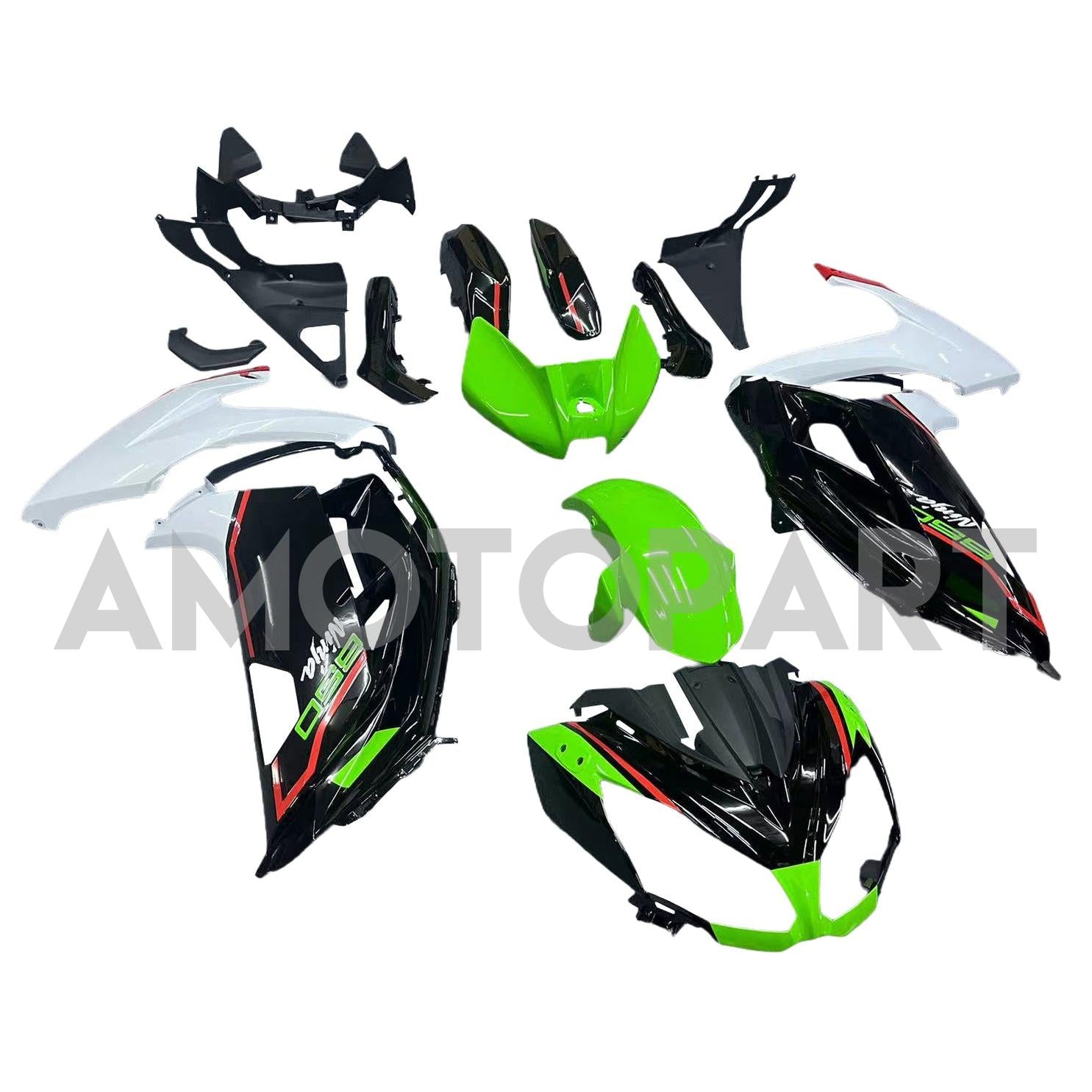 Amotopart 2012-2016 Kawasaki ER6F/Ninja650 Black Green White Fairing Kit