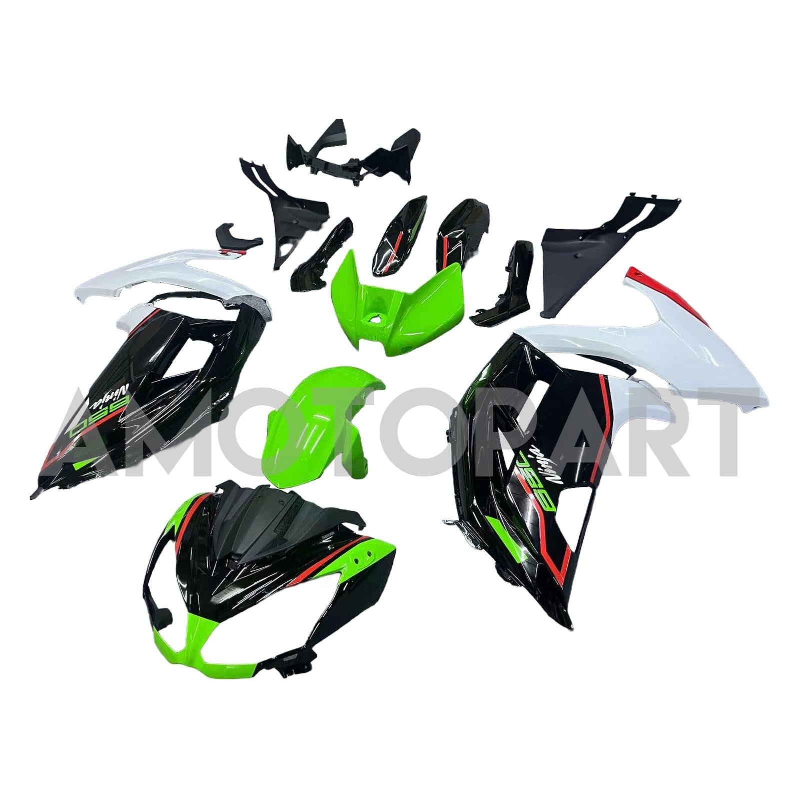 Amotopart 2012-2016 Kawasaki ER6F/Ninja650 Black Green White Fairing Kit