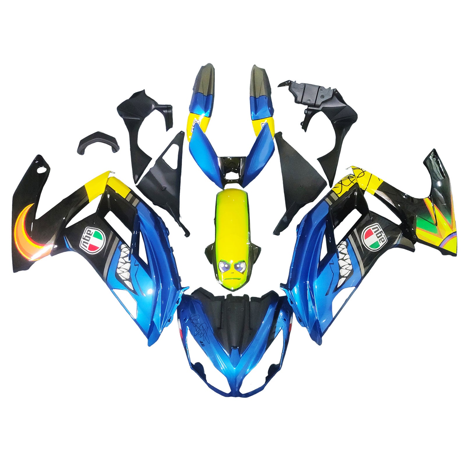 Amotopart 2012-2016 Kawasaki ER6F/Ninja650 Blue Black Fairing Kit