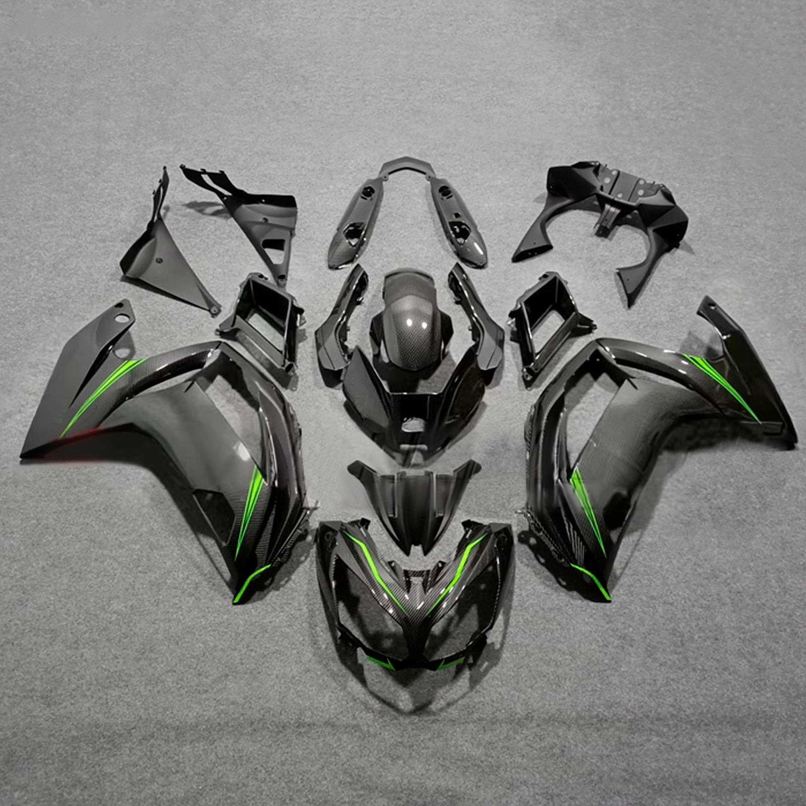 Amotopart 2012-2016 Kawasaki ER6F/Ninja650 Black Green Fairing Kit