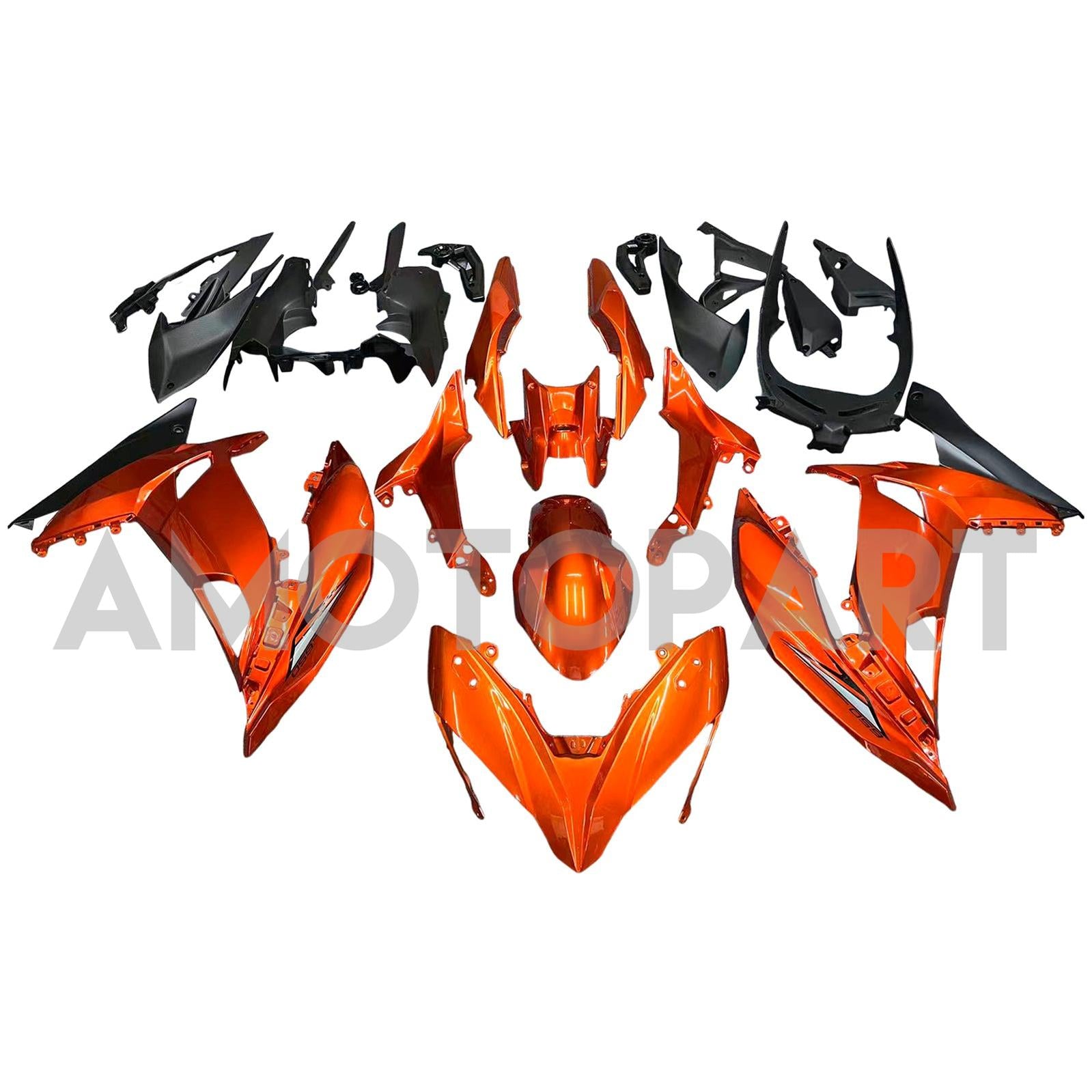 Amotopart Kawasaki ER6F/Ninja650R 2017-2019 Kit de carenado naranja oscuro brillante
