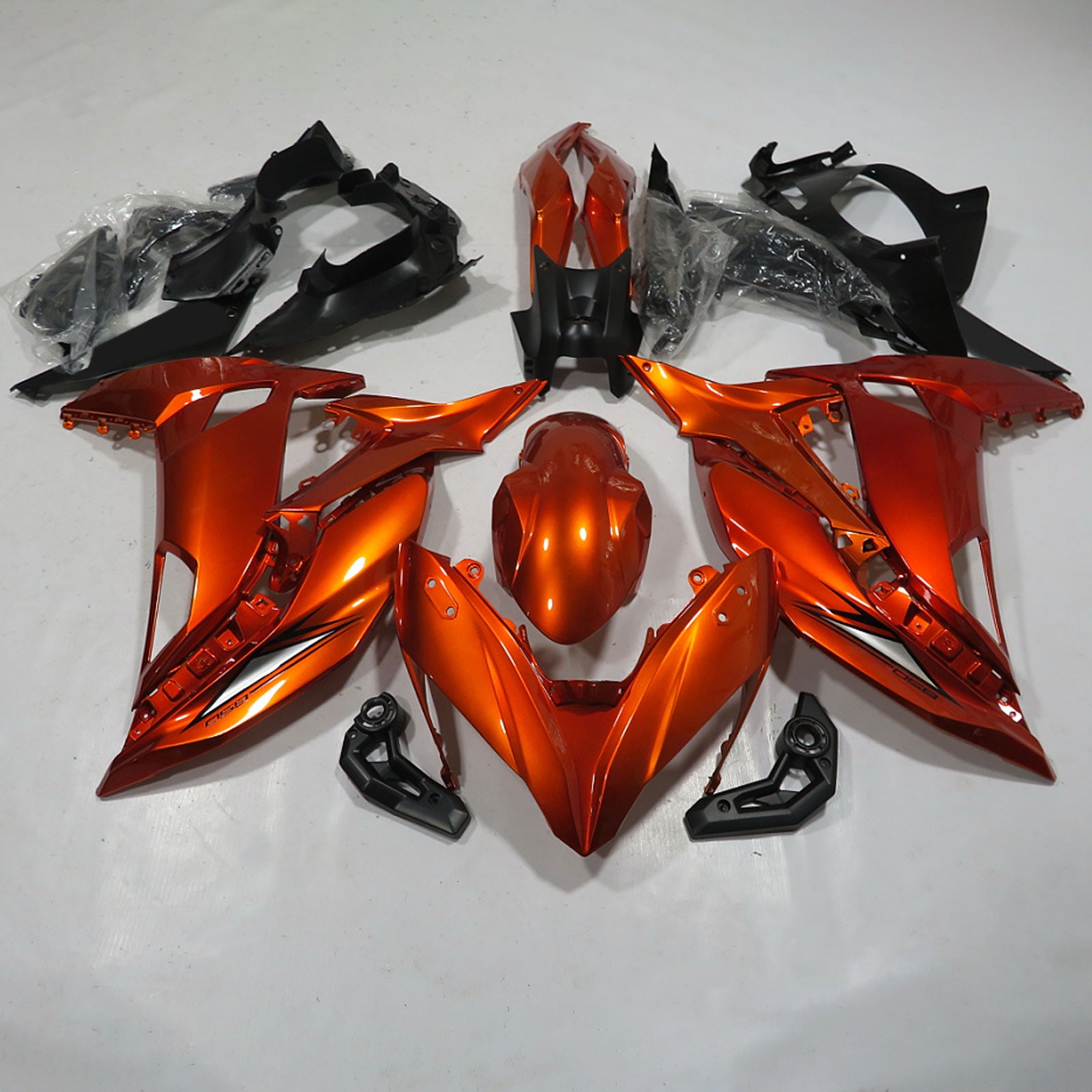 Kit de carénage Amotopart Kawasaki ER6F/Ninja650R 2017-2019 orange foncé brillant