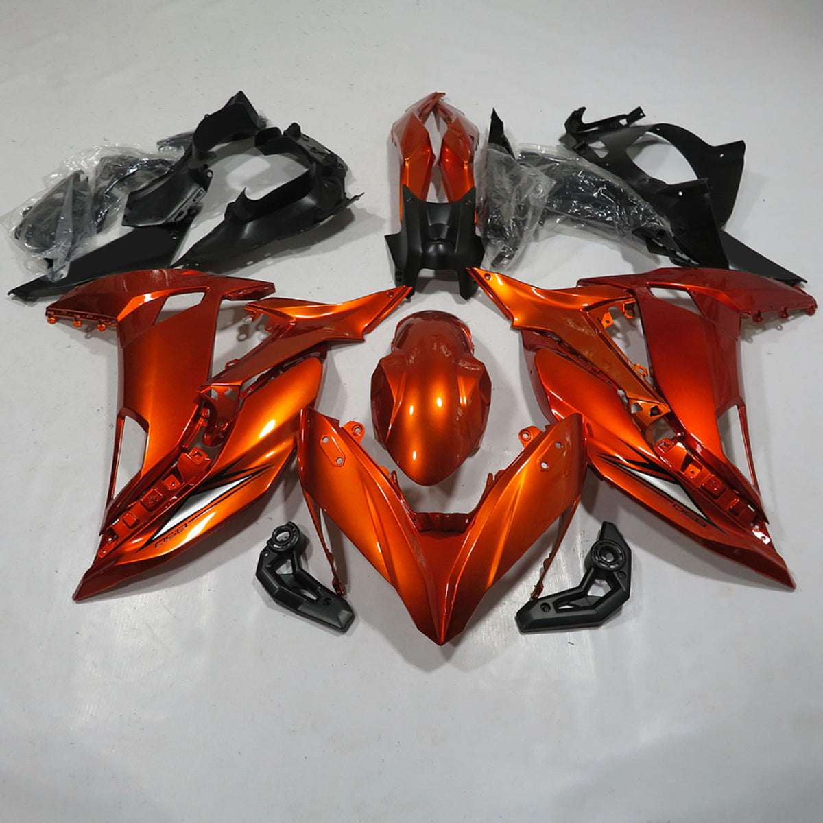 Amotopart Kawasaki ER6F/Ninja650R 2017-2019 Kit de carenado naranja oscuro brillante