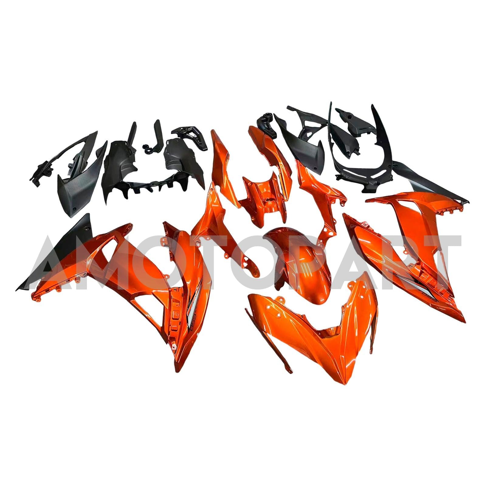 Amotopart Kawasaki ER6F/Ninja650R 2017-2019 Kit de carenado naranja oscuro brillante