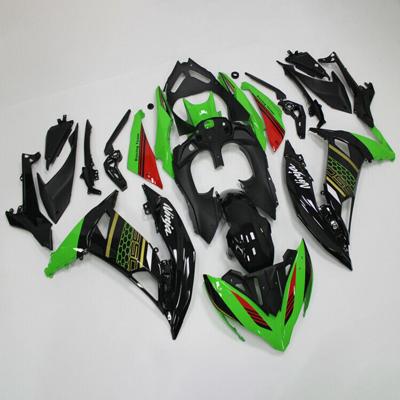 Amotopart Kawasaki ER6F/Ninja650R 2017-2019 グリーン&ブラック フェアリングキット