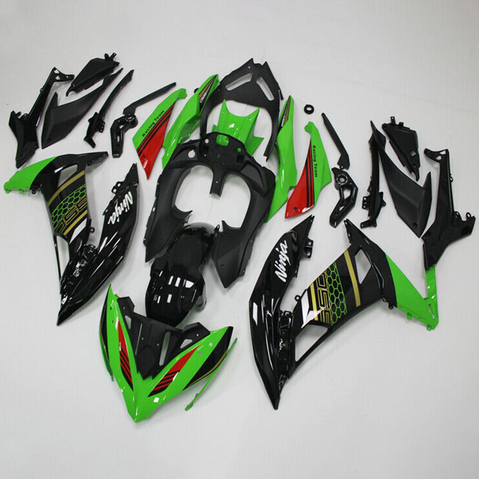 Kit carena Amotopart Kawasaki ER6F/Ninja650R 2017-2019 Verde e Nero