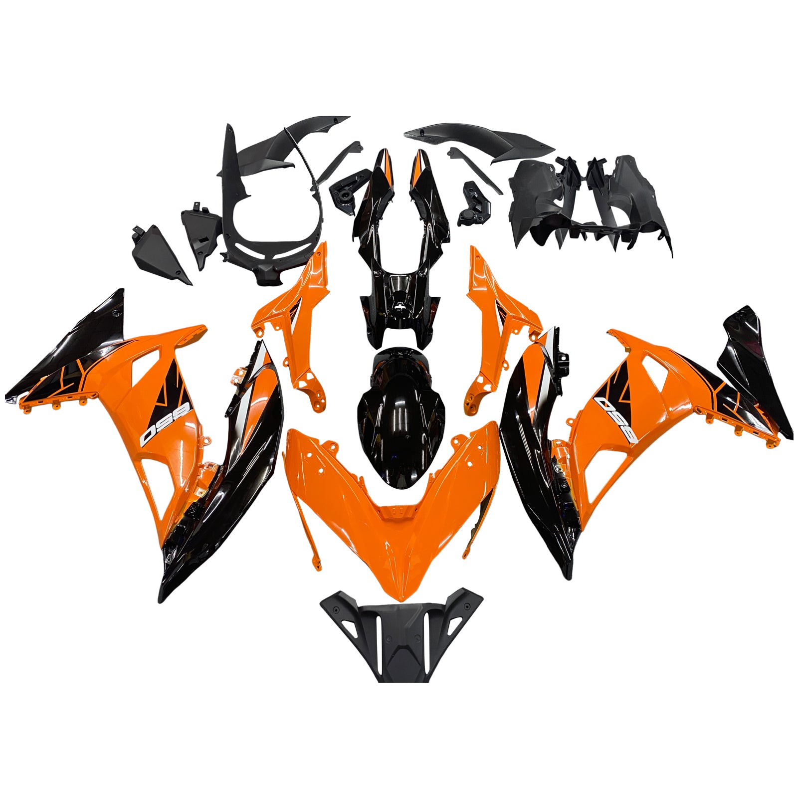 Amotopart Kawasaki ER6F/Ninja650R 2017-2019 Orange & Black Fairing Kit