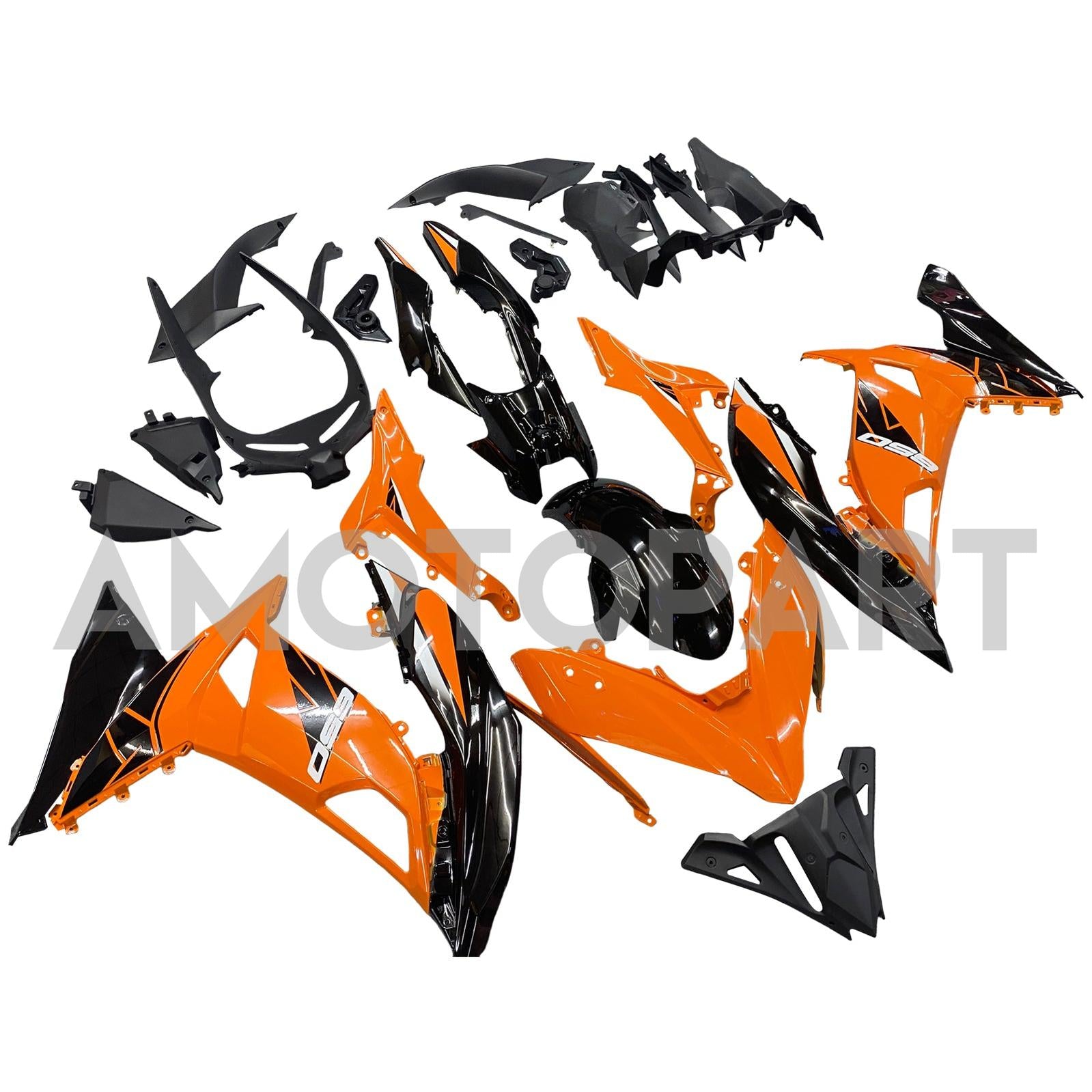 AMOTOPT KAWASAKI ER6F/NINJA650R 2017-2019 Kit de carenagem Orange & Black