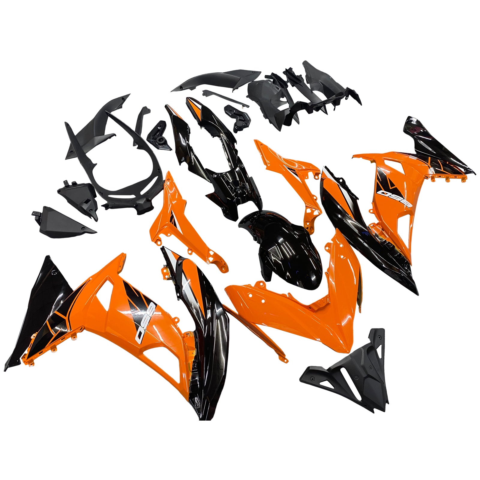 Amotopart Kawasaki ER6F/Ninja650R 2017–2019 Verkleidungsset in Orange und Schwarz