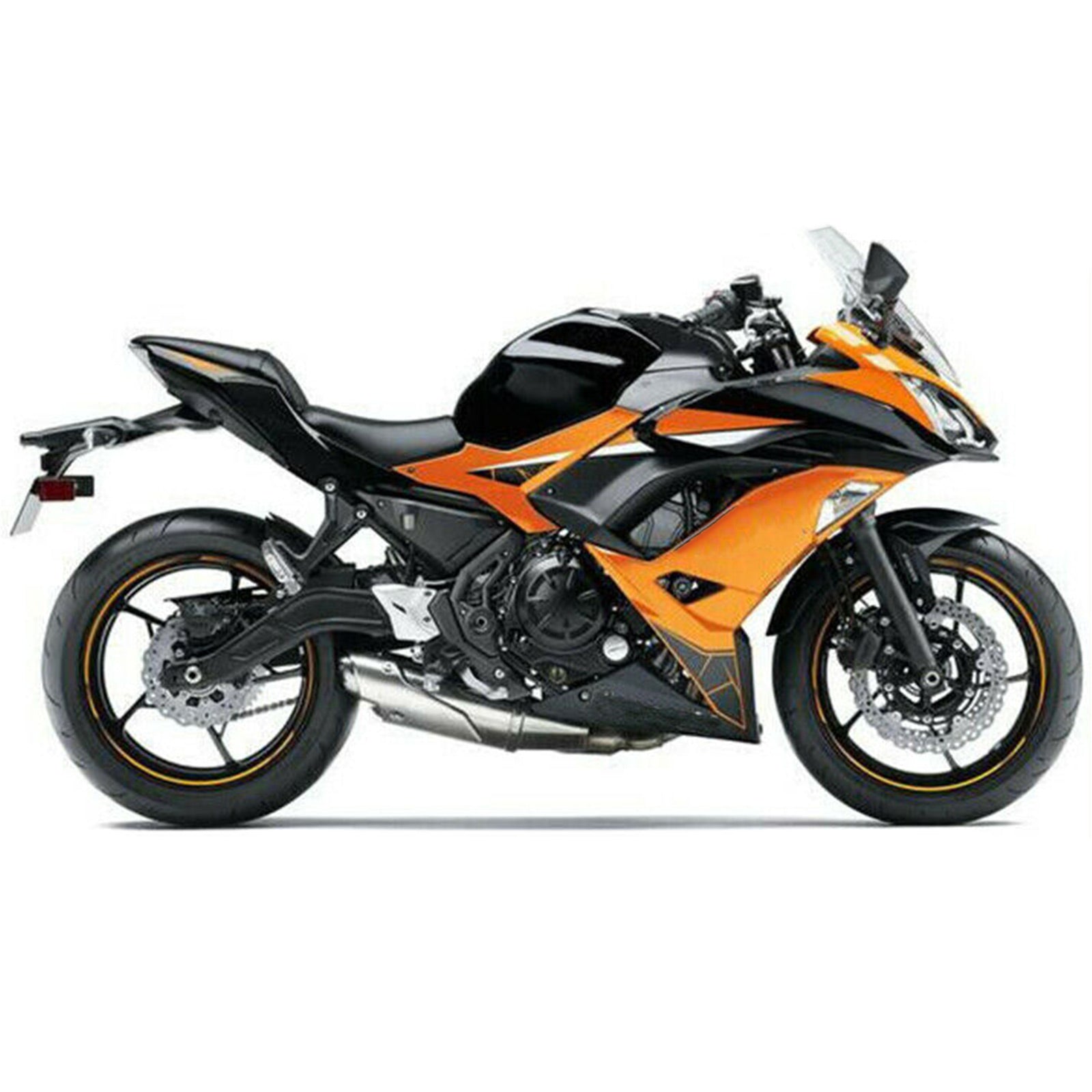 Amotopart Kawasaki ER6F/Ninja650R 2017-2019 Orange&Kit de carénage noir