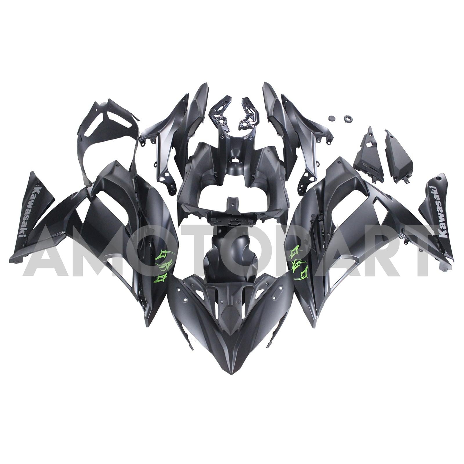 Amotopart Kawasaki ER6F/Ninja650R 2017-2019 Matt Black Fairing Kit