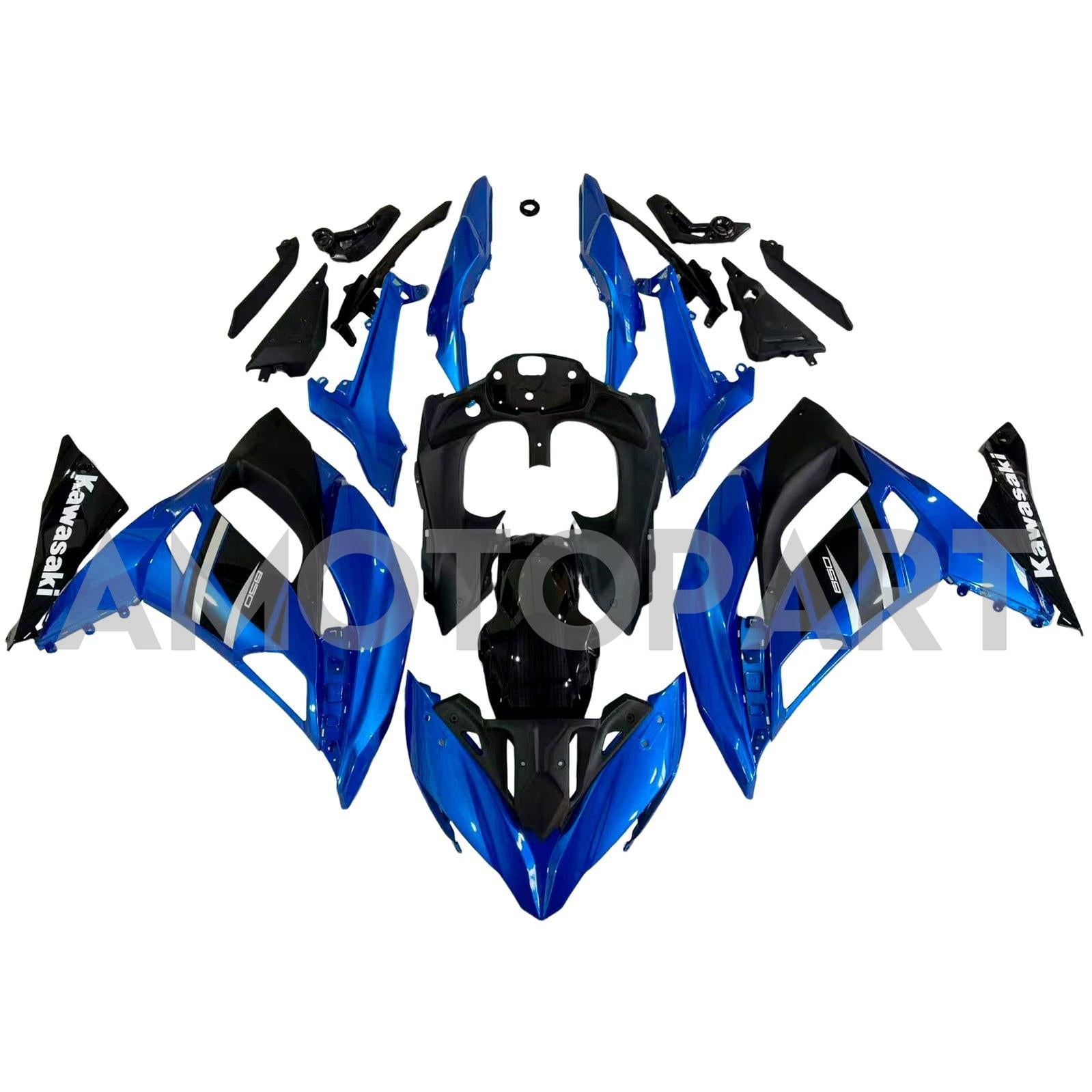 Amotopart Kawasaki ER6F/Ninja650R 2017-2019 Kit de carenado azul brillante