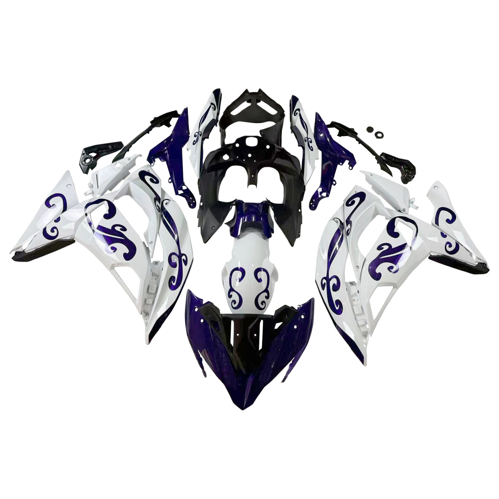 Amotopart Kawasaki ER6F/Ninja650R 2017-2019 White&Blue Fairing Kit