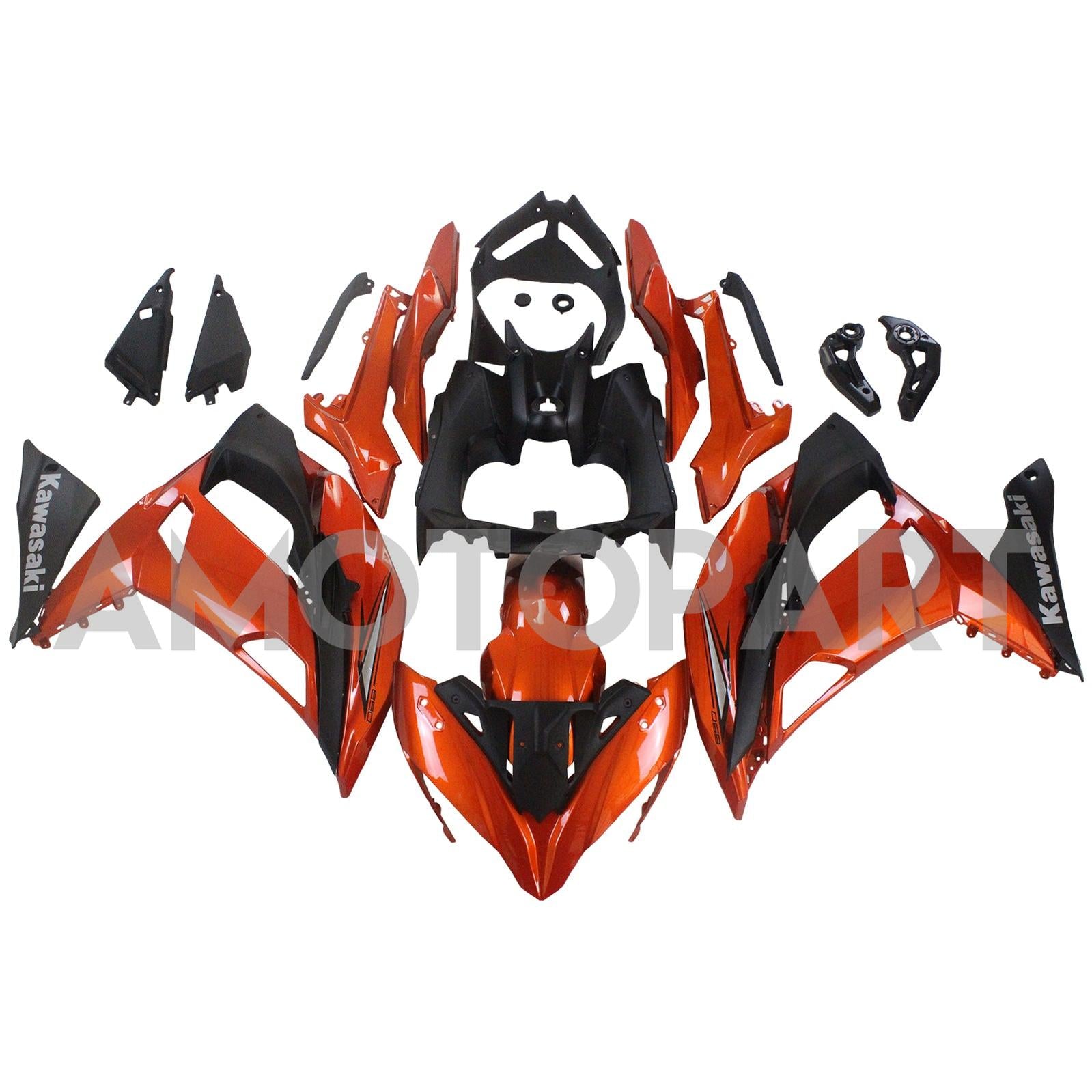 Amotopart Kawasaki ER6F/Ninja650R 2017-2019 Kit de carenado naranja brillante