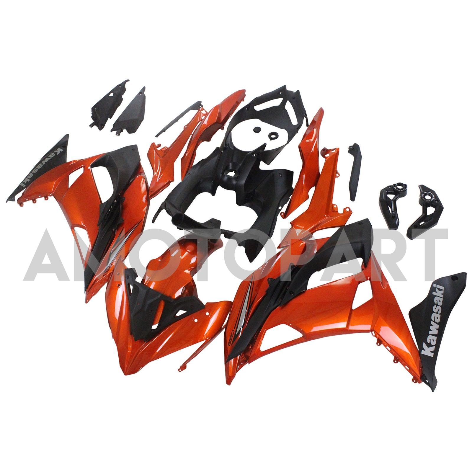 Amotopart Kawasaki ER6F/Ninja650R 2017-2019 Kit de carenado naranja brillante