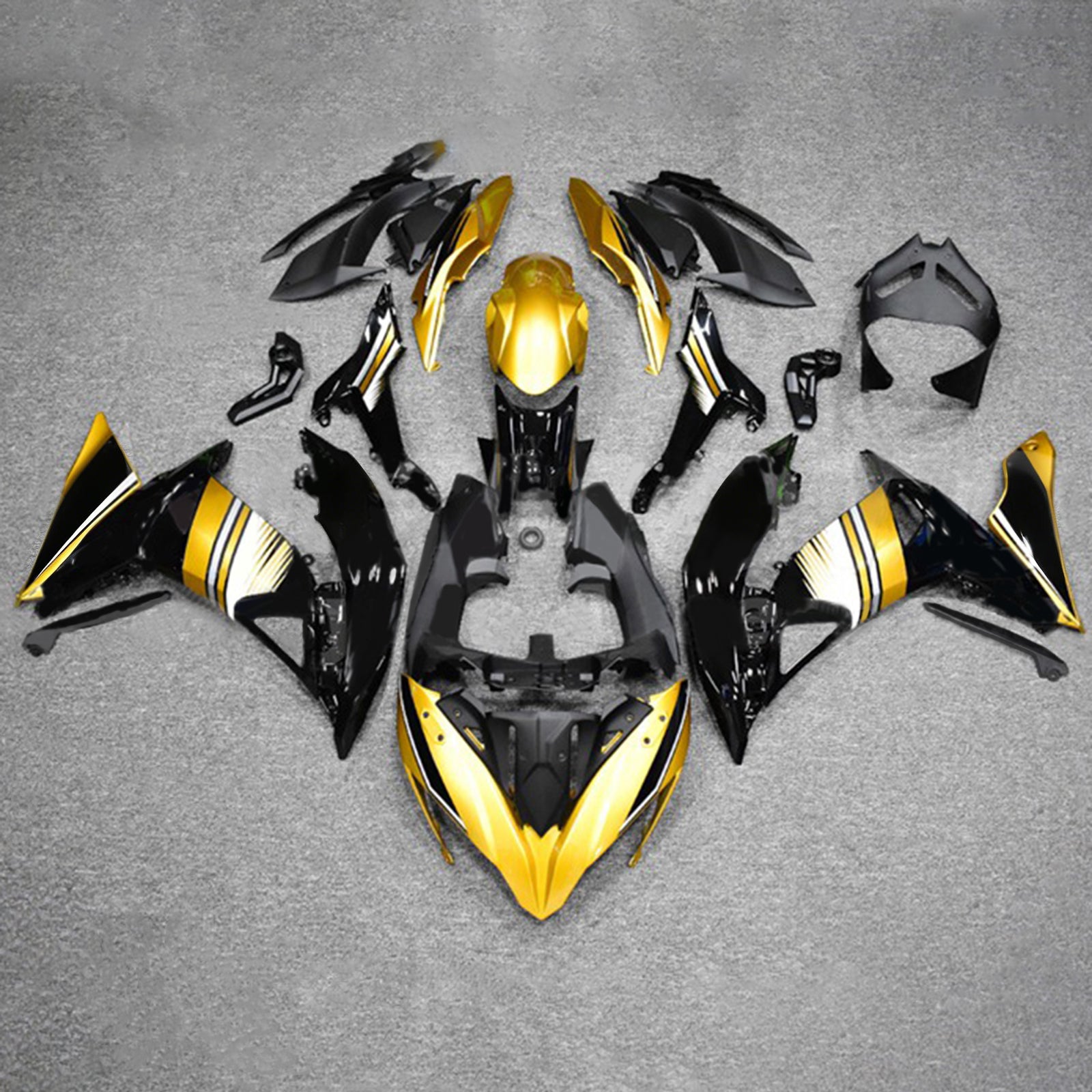 Amotopart 2017-2019 Kawasaki ER6F/Ninja650R Black&Gold Fairing Kit