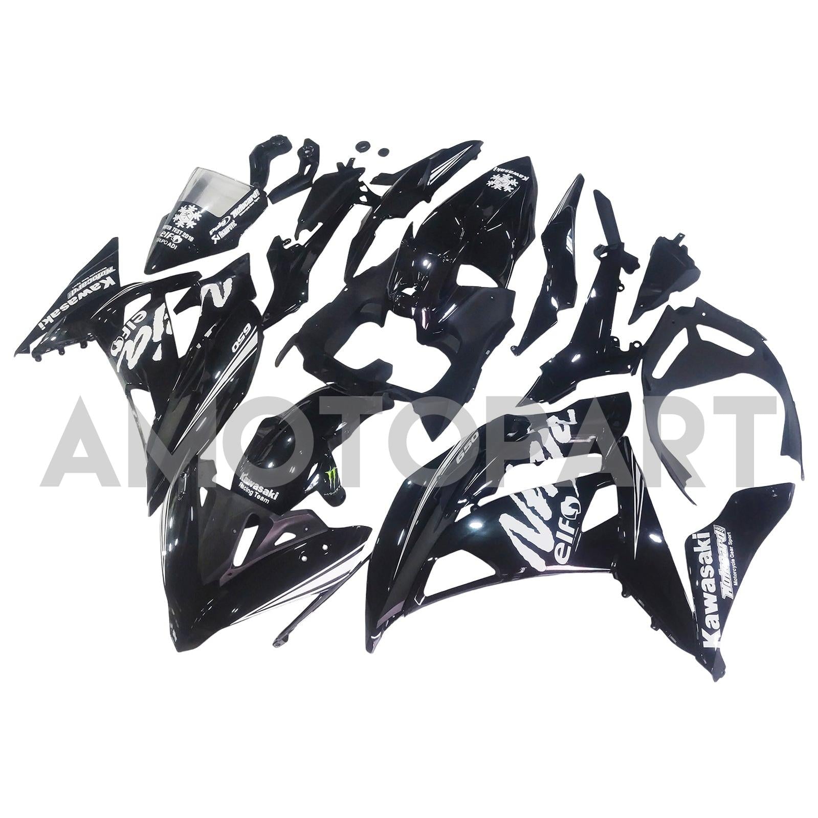 Amotopart 2017-2019 Kawasaki ER6F/NINJA 650R Black Style 1 Fairing Kit