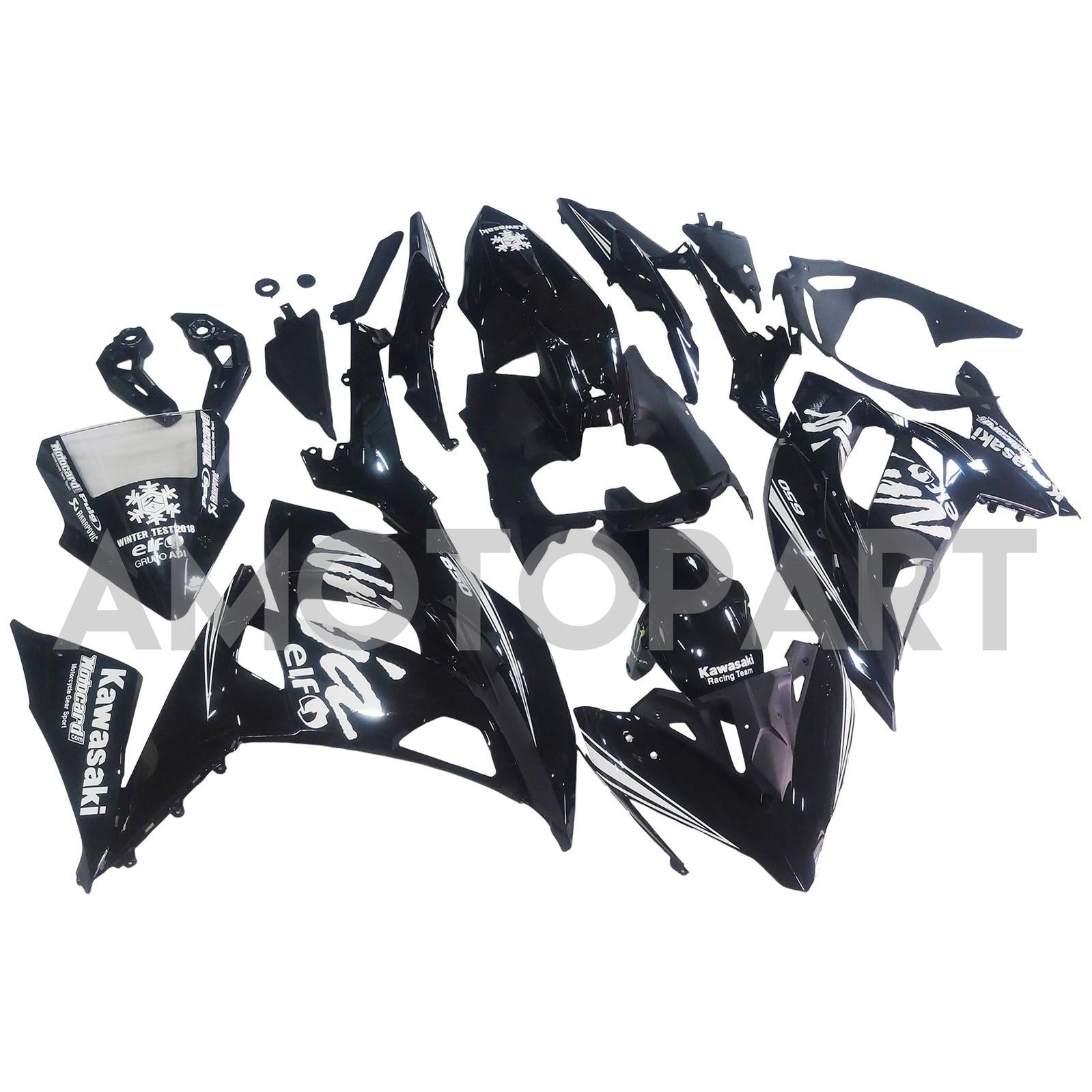 Amotopart 2017-2019 Kawasaki ER6F/NINJA 650R Black Style 1 Fairing Kit