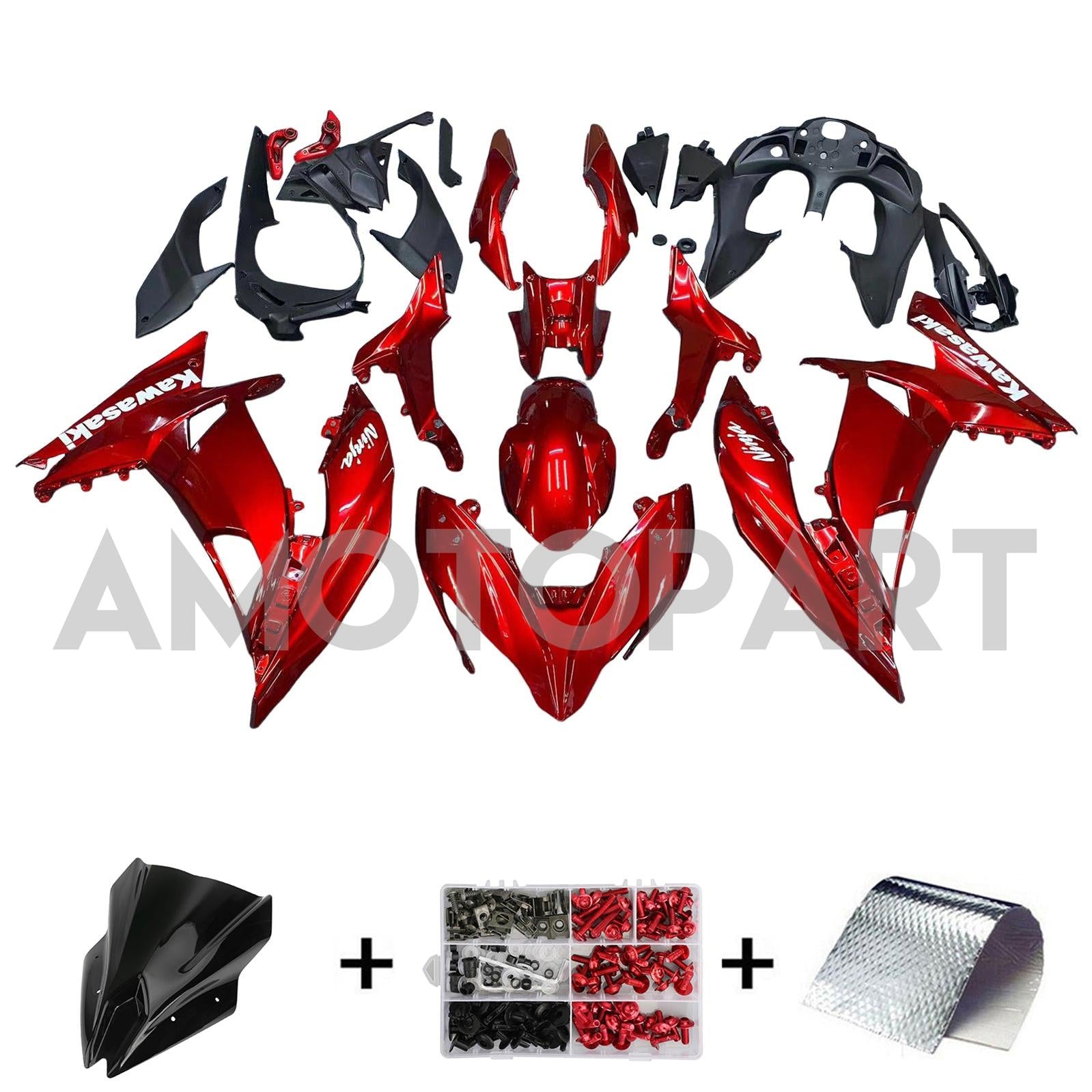 Amotopart 2017-2019 Kawasaki ER6F/NINJA650R GLOSS RED FAILING KIT