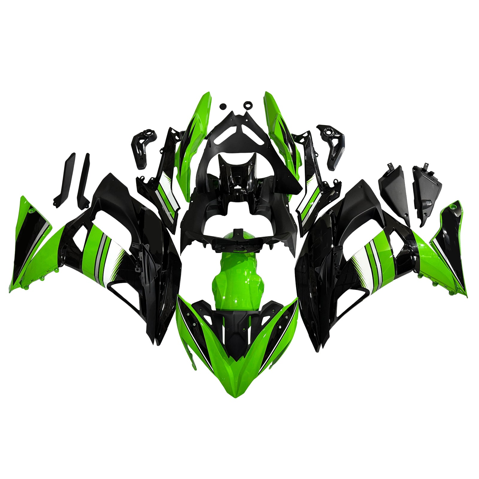 Amotopart 2017-2019 Kawasaki ER6F/Ninja650R Black&Green Style2 Fairing Kit