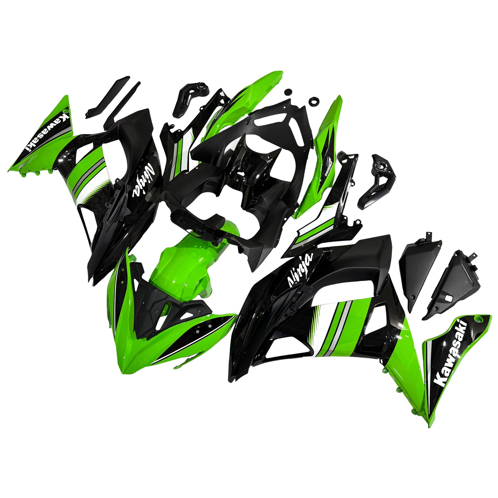 Amotopart 2017-2019 Kawasaki ER6F/Ninja650R Black&Green Style2 Fairing Kit