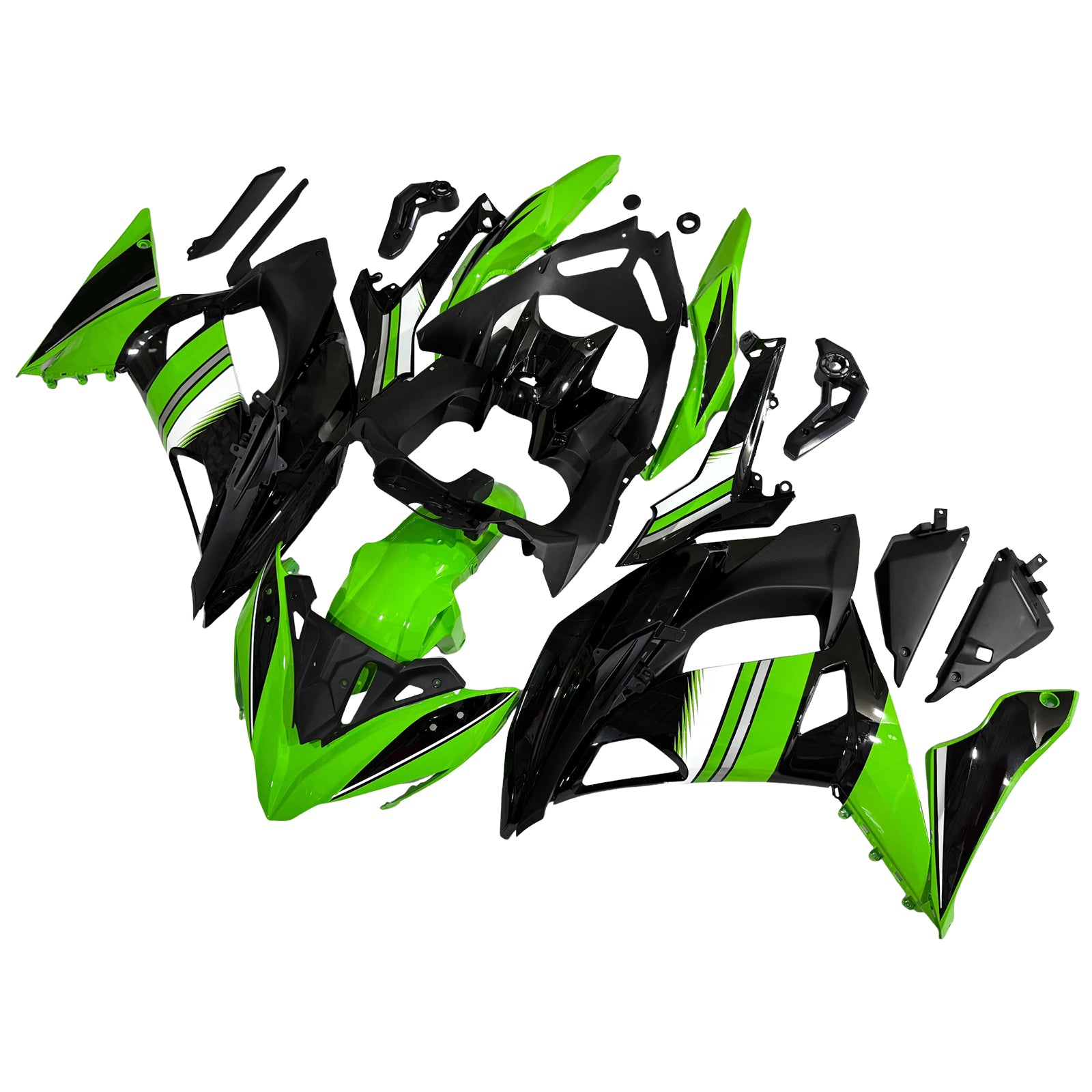 Amotopart 2017-2019 Kawasaki ER6F/Ninja650R Black&Green Style2 Fairing Kit