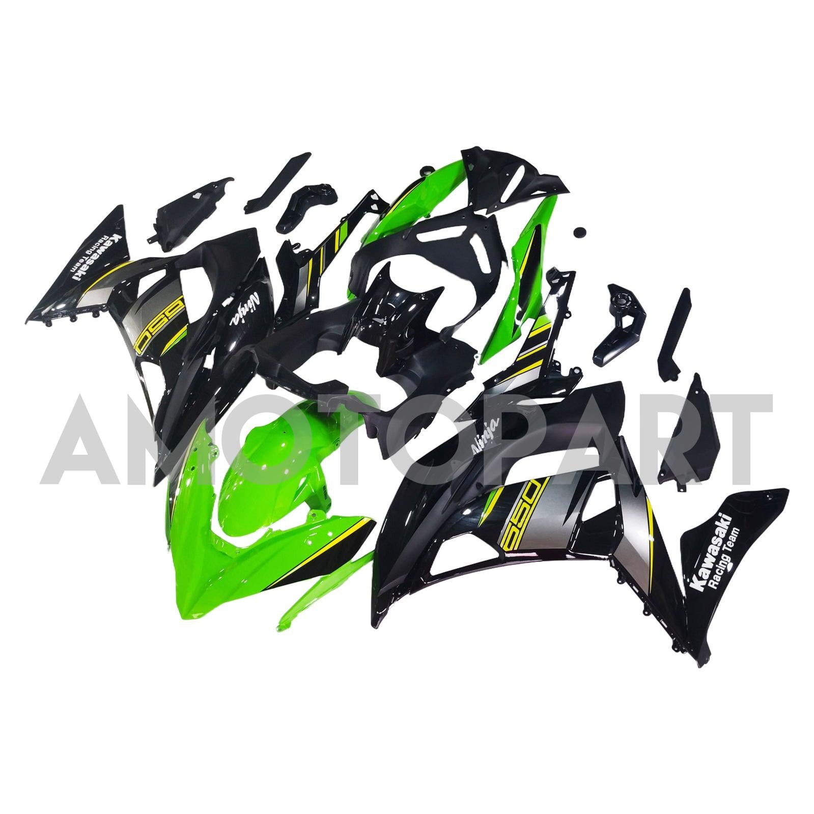 Amotopart 2017-2019 Kawasaki ER6F/Ninja650R Black&Green Style1 Fairing Kit