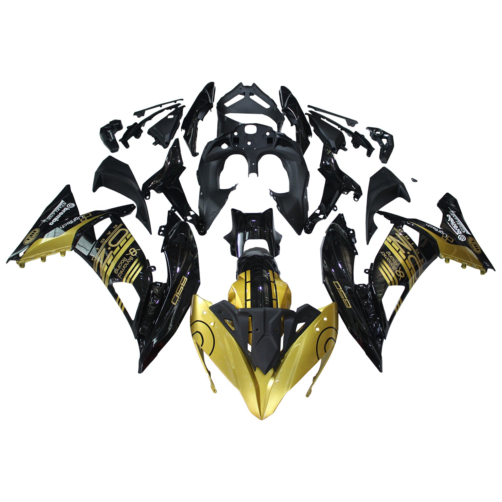 Amotopart 2017-2019 Kawasaki ER6F/Ninja650R Black Gold Fairing Kit