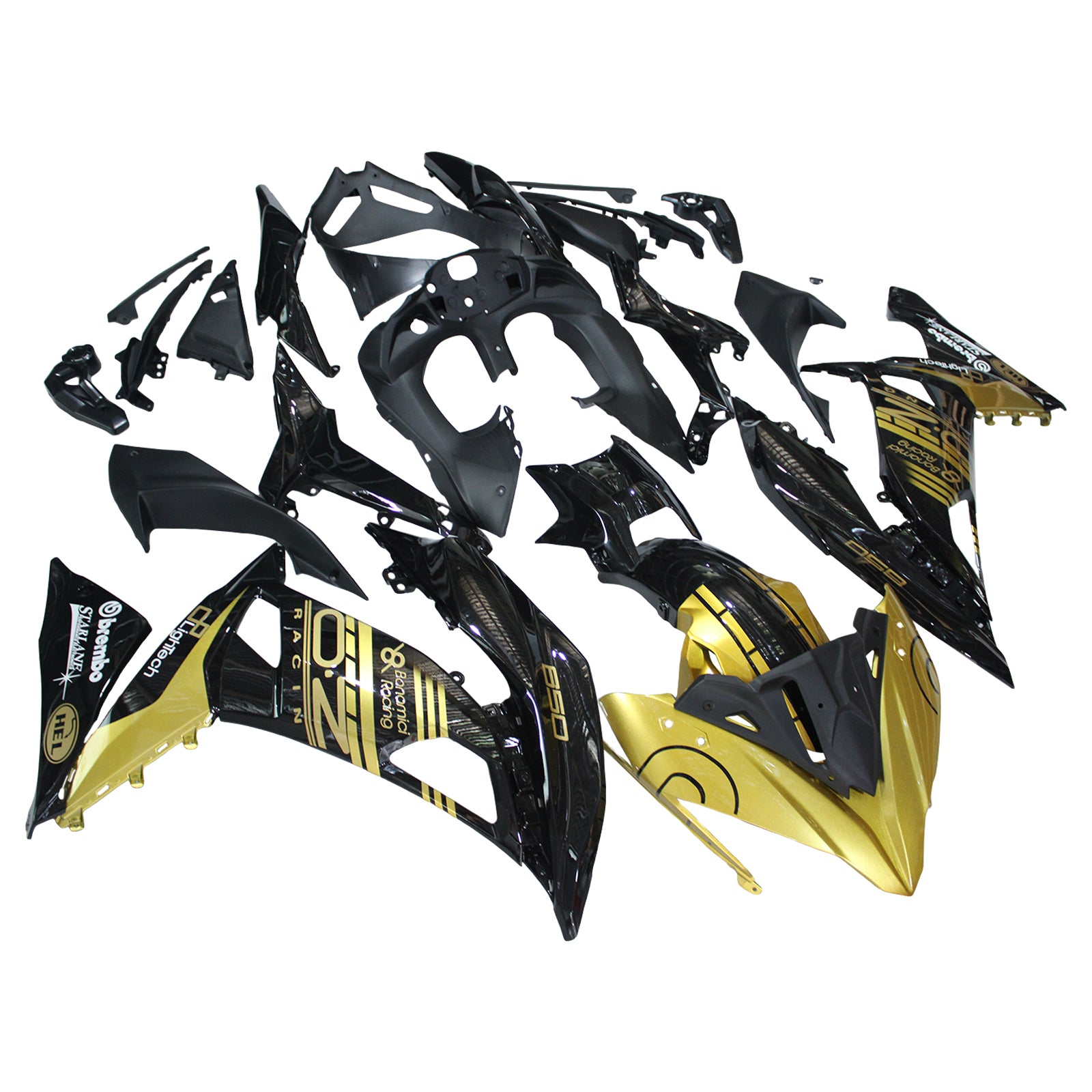 Amotopart 2017-2019 Kawasaki ER6F/Ninja650R Black Gold Fairing Kit